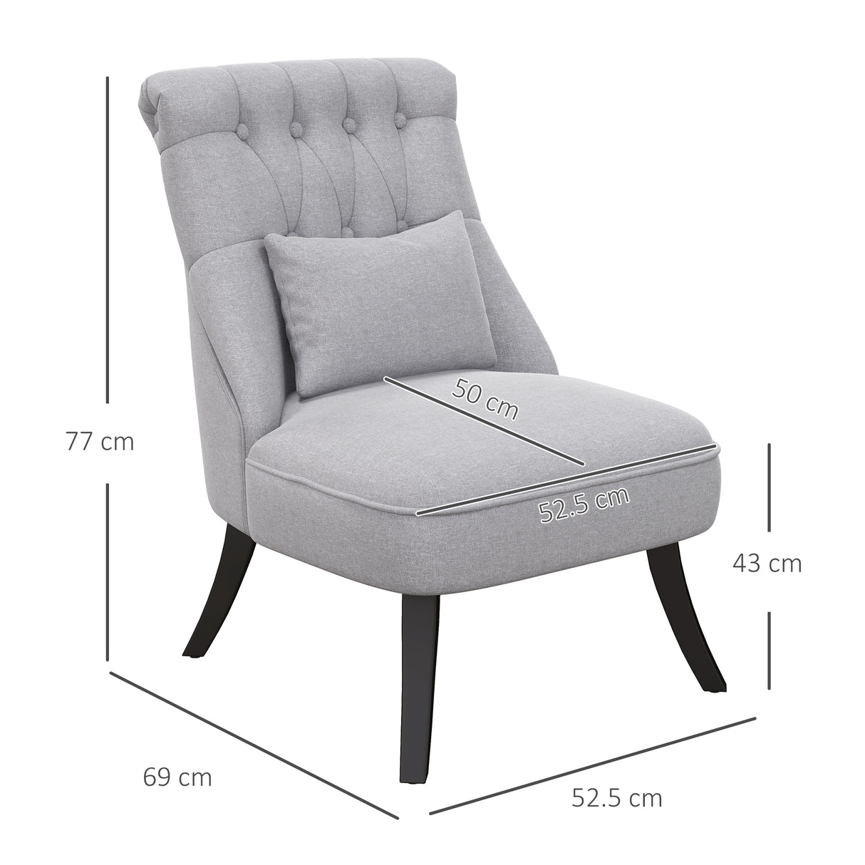 Polyester Fabric Single Sofa Tub Chair 52.5cm Wide in Set Of 2 - Velmora