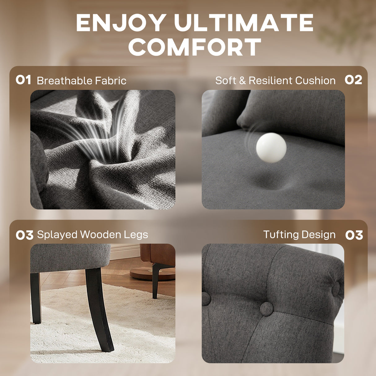 Polyester Fabric Single Sofa Tub Chair 52.5cm Wide - Velmora