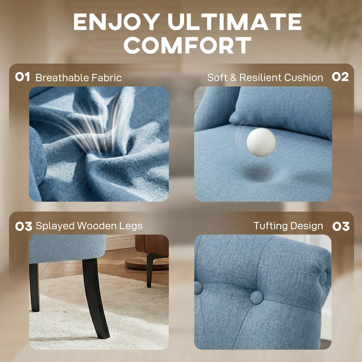 Polyester Fabric Single Sofa Tub Chair 52.5cm Wide - Velmora