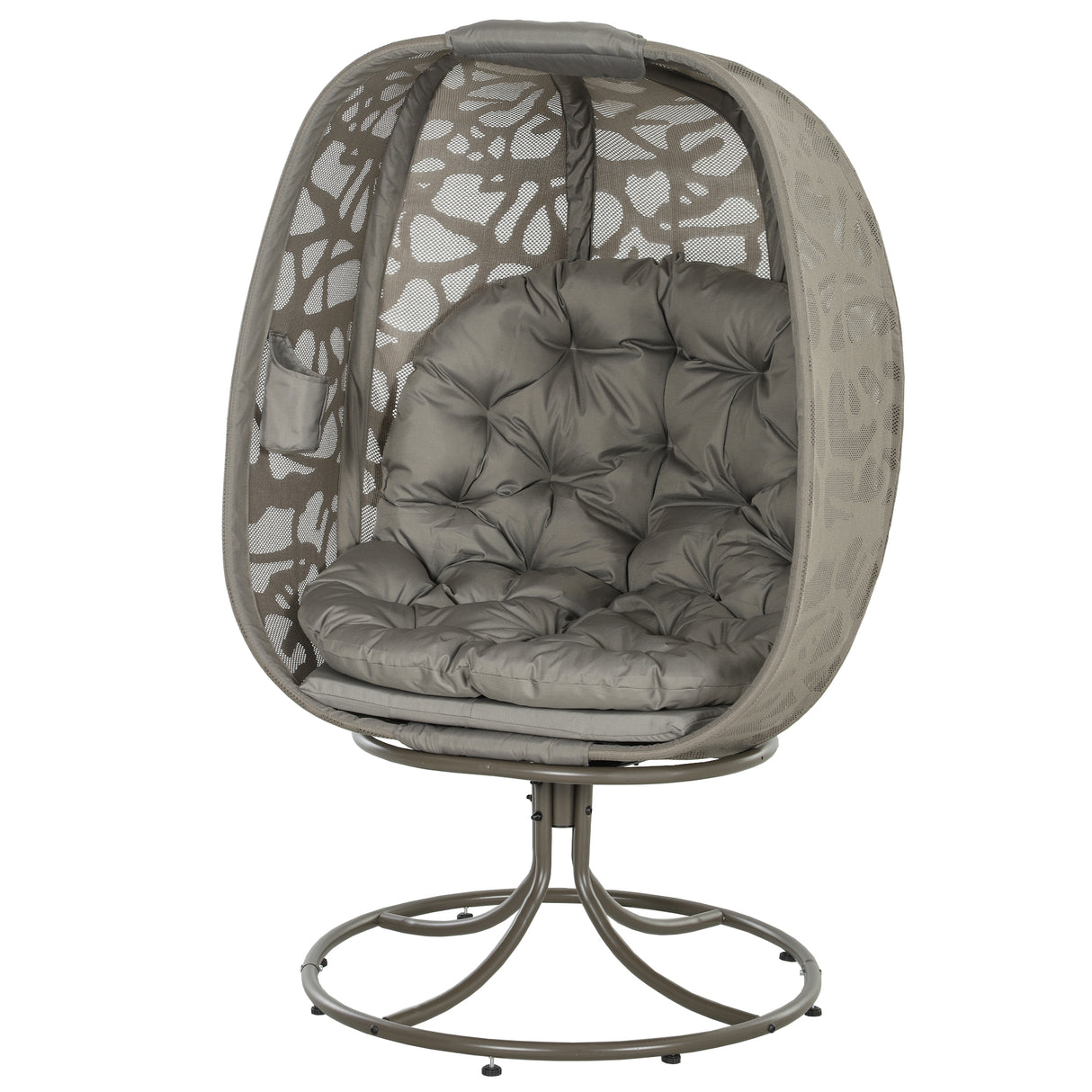 Polyester Fabric Swivel Egg Chair With Cushions - Velmora