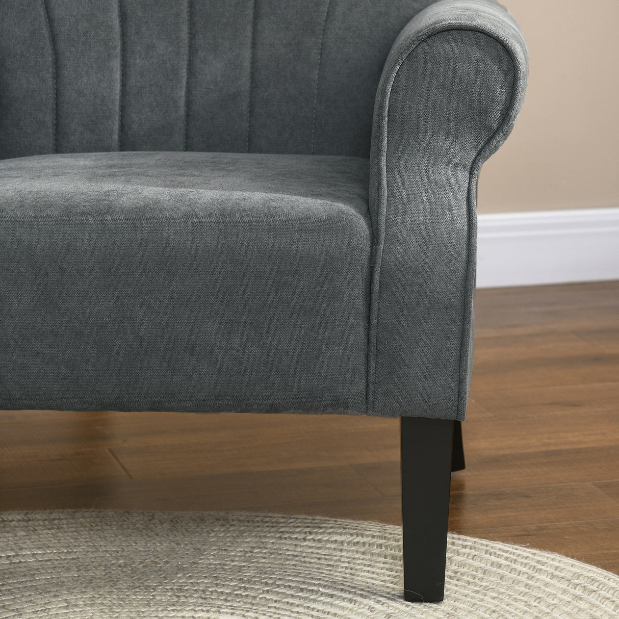 Polyester Fabric Upholstered Accent Chair With Rolled Arms 80cm Wide - Velmora
