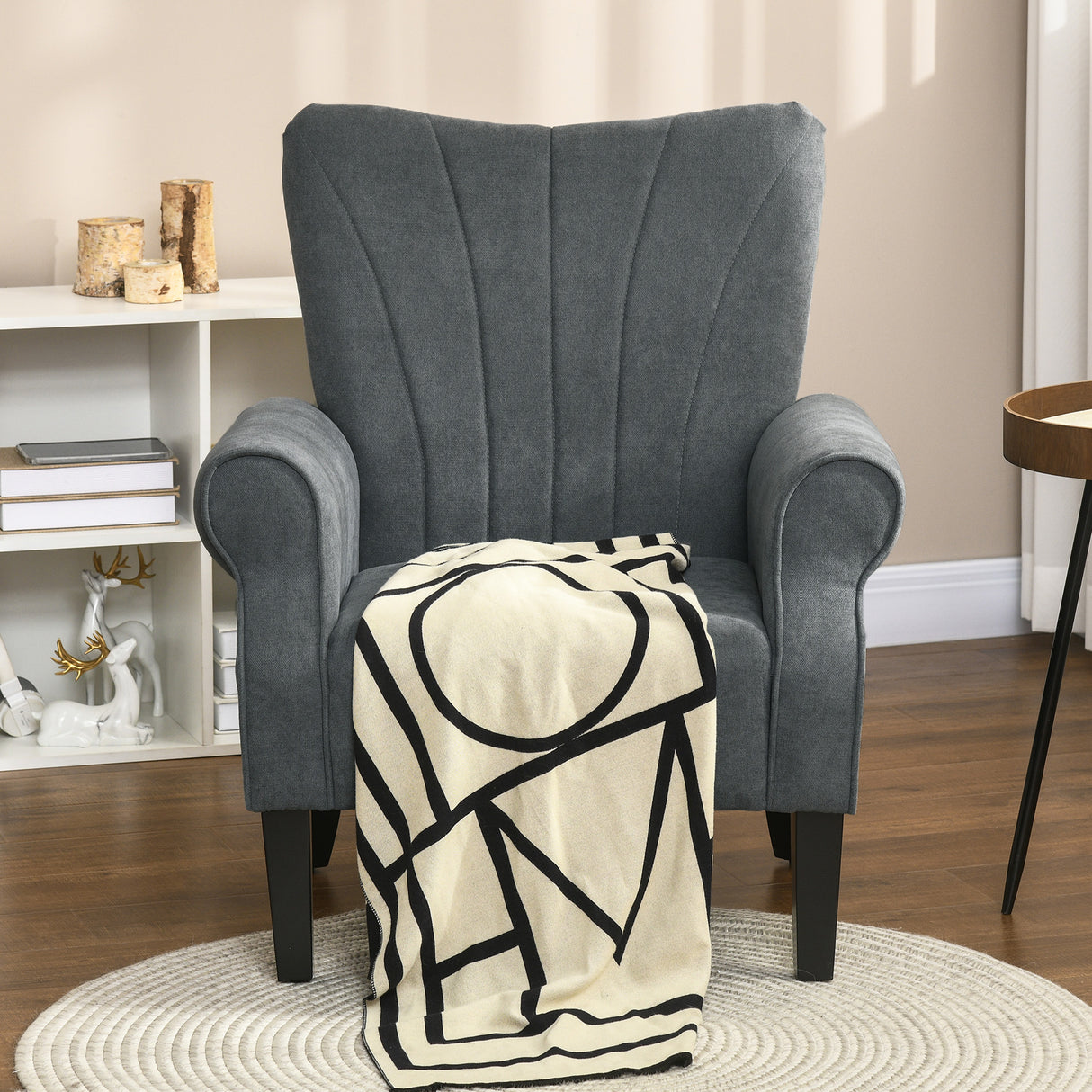 Polyester Fabric Upholstered Accent Chair With Rolled Arms 80cm Wide - Velmora