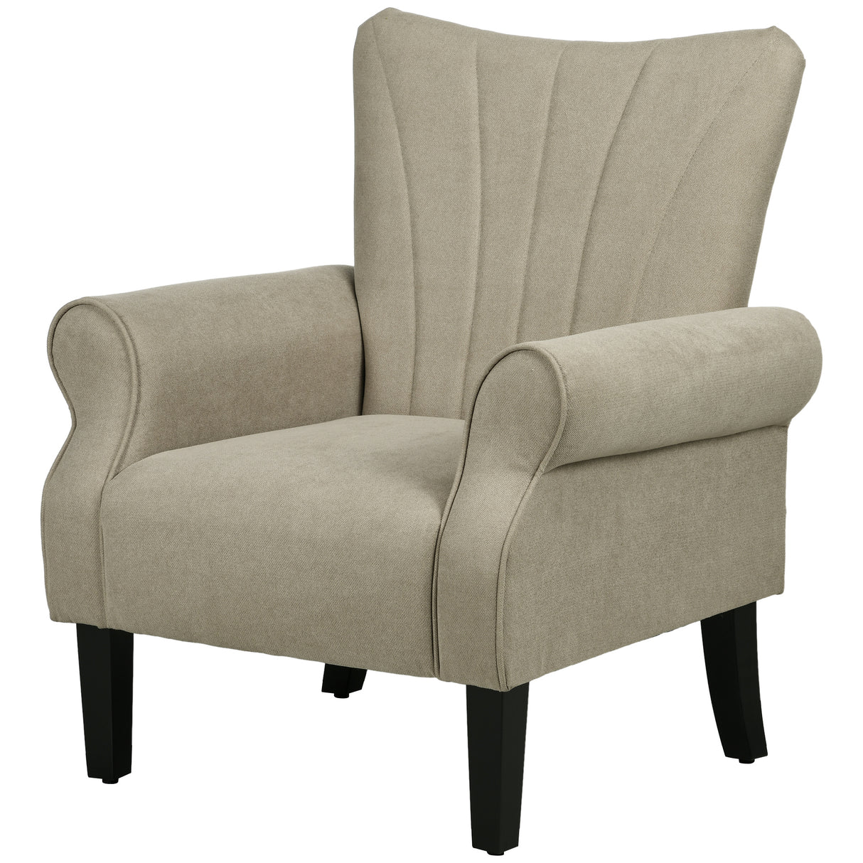 Polyester Fabric Upholstered Accent Chair With Rolled Arms 80cm Wide - Velmora