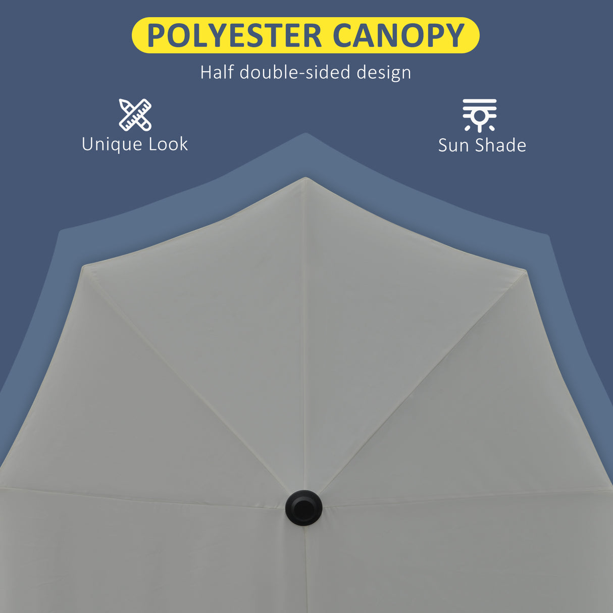 Polyester Half Parasol Umbrella 200cm Wide x 190cm Depth - Velmora