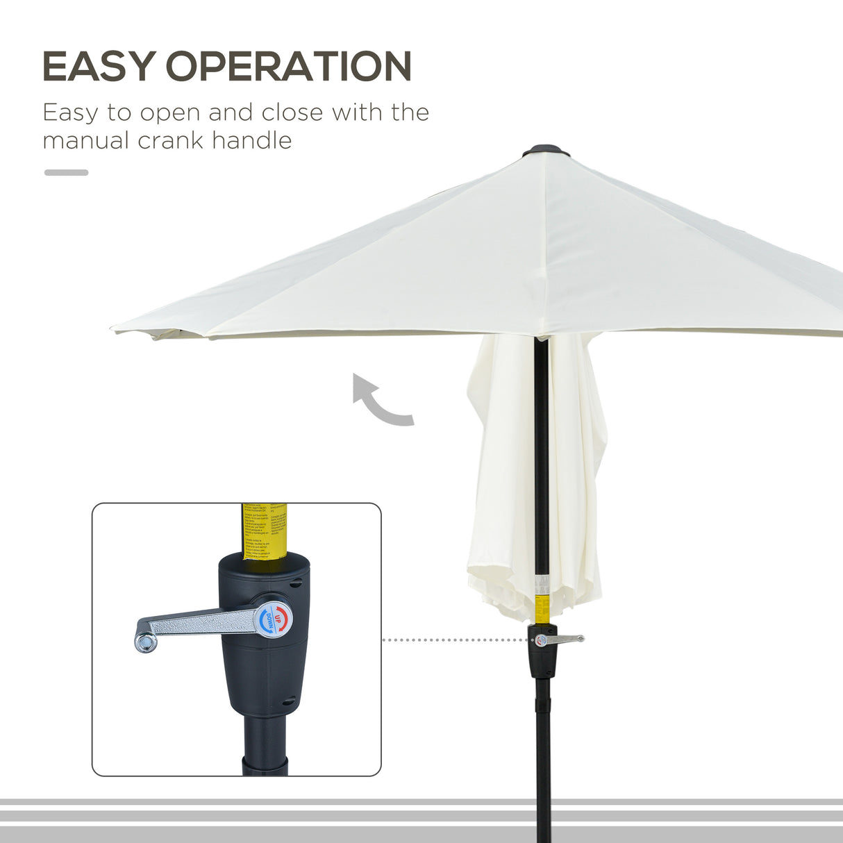 Polyester Half Parasol Umbrella 200cm Wide x 190cm Depth - Velmora