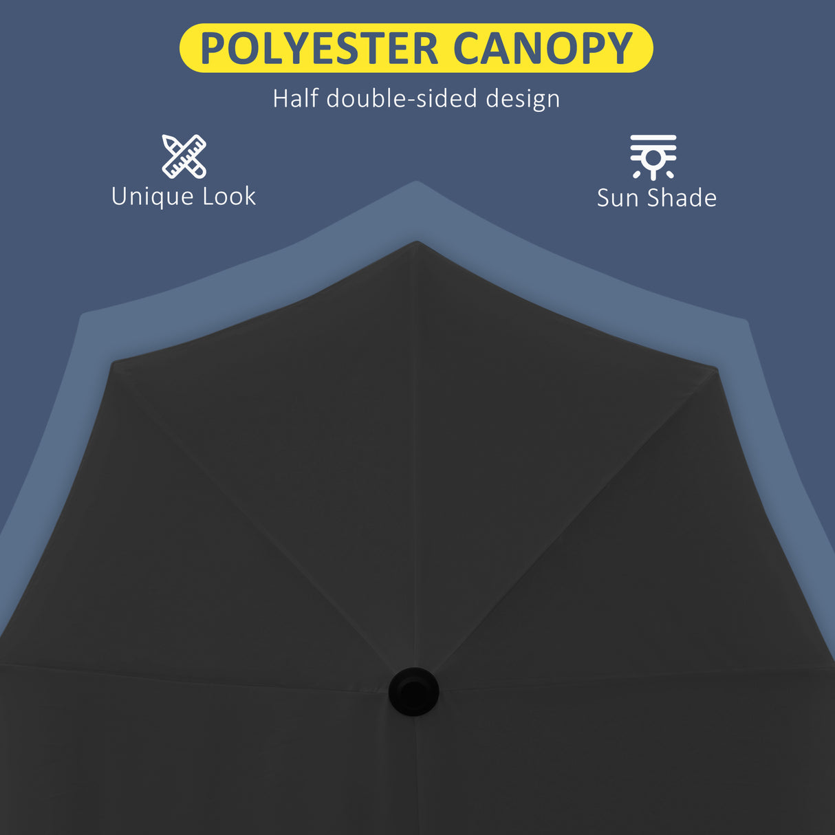 Polyester Half Parasol Umbrella 200cm Wide x 190cm Depth - Velmora