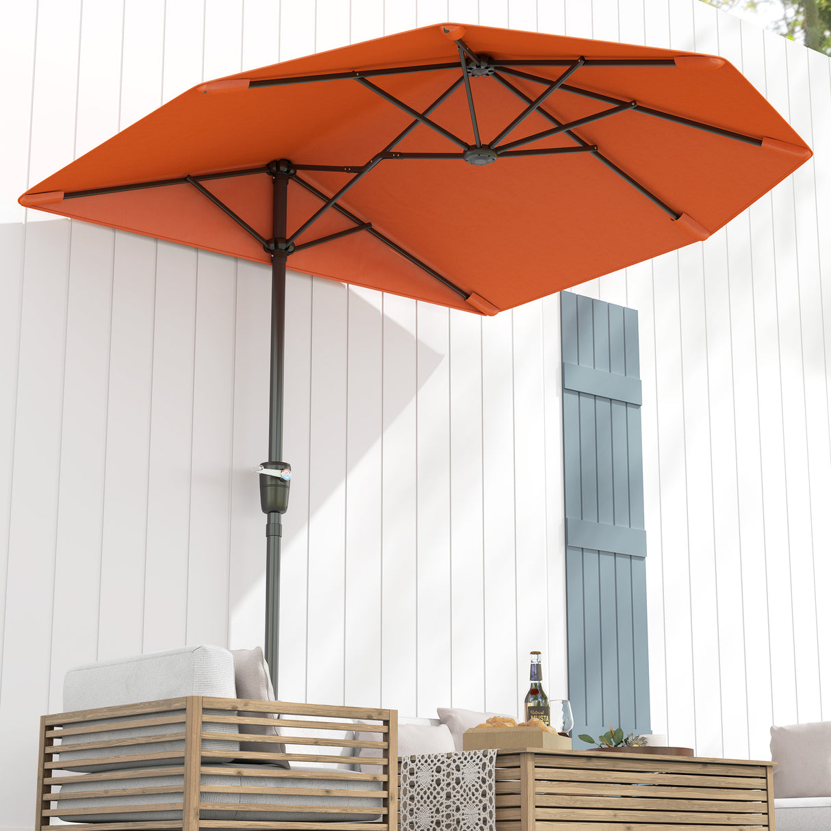 Polyester Half Parasol Umbrella 200cm Wide x 190cm Depth - Velmora