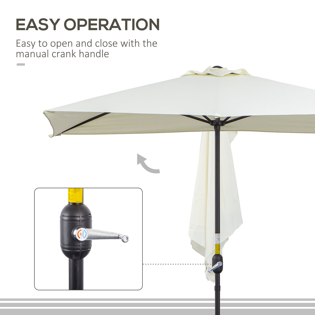 Polyester Half Parasol Umbrella 230cm Wide x 130cm Depth - Velmora