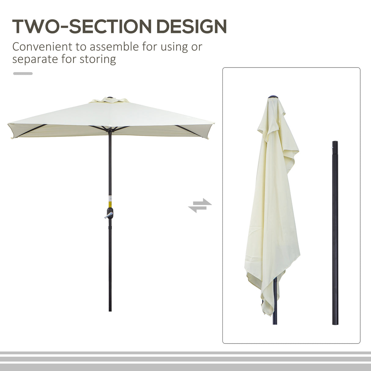 Polyester Half Parasol Umbrella 230cm Wide x 130cm Depth - Velmora