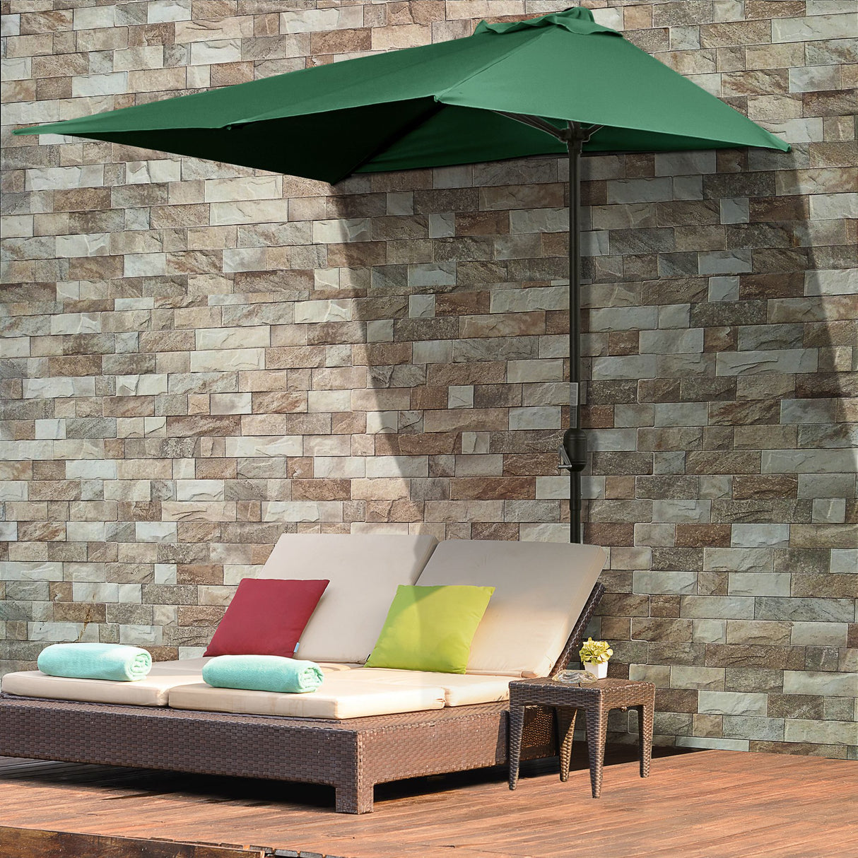 Polyester Half Parasol Umbrella 230cm Wide x 130cm Depth - Velmora