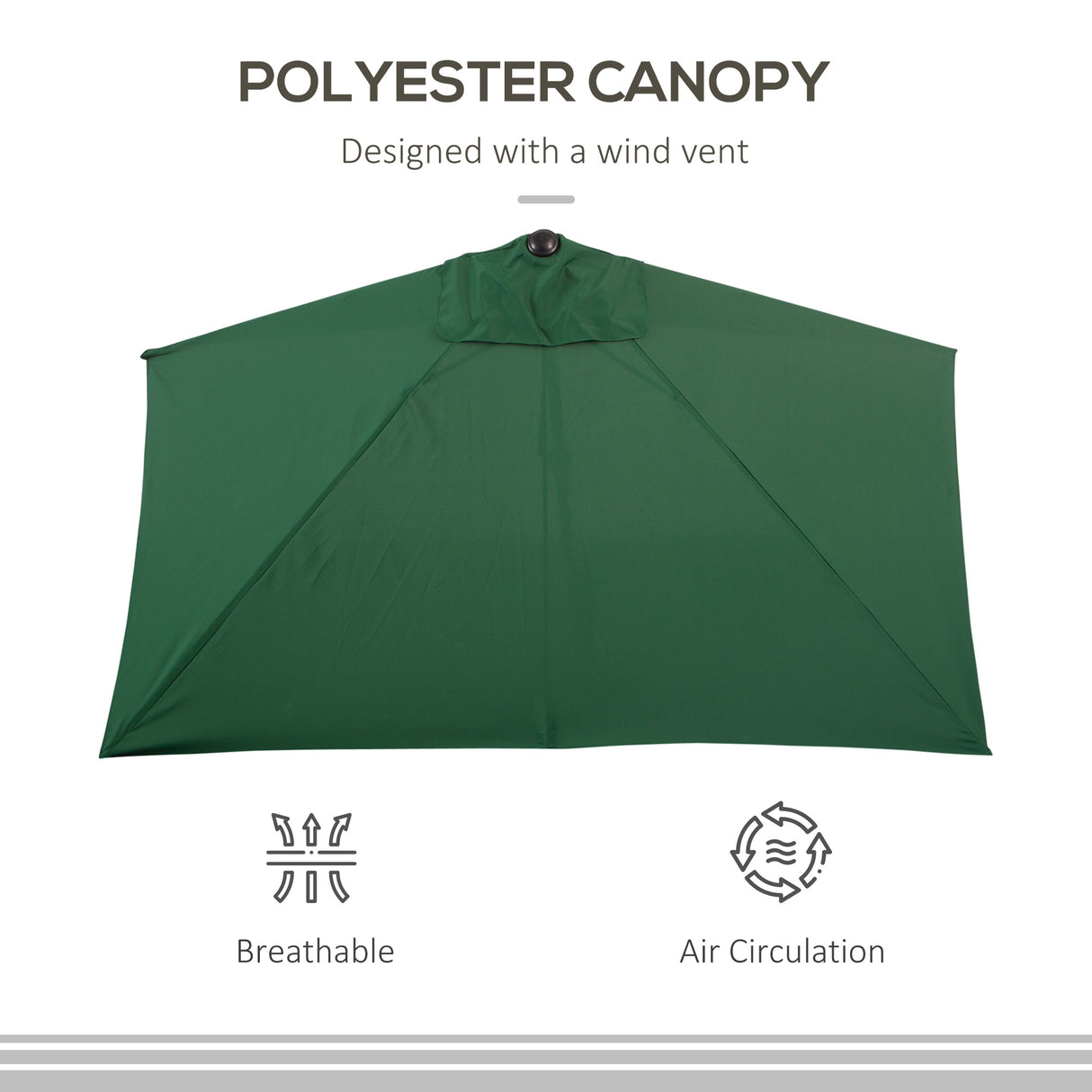 Polyester Half Parasol Umbrella 230cm Wide x 130cm Depth - Velmora