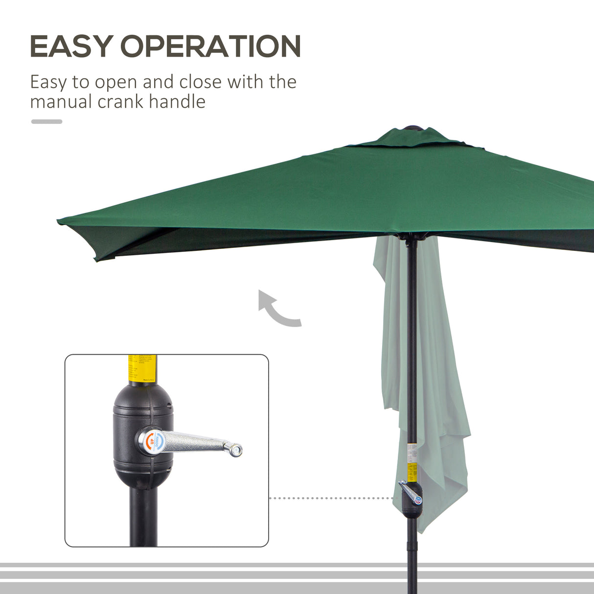 Polyester Half Parasol Umbrella 230cm Wide x 130cm Depth - Velmora