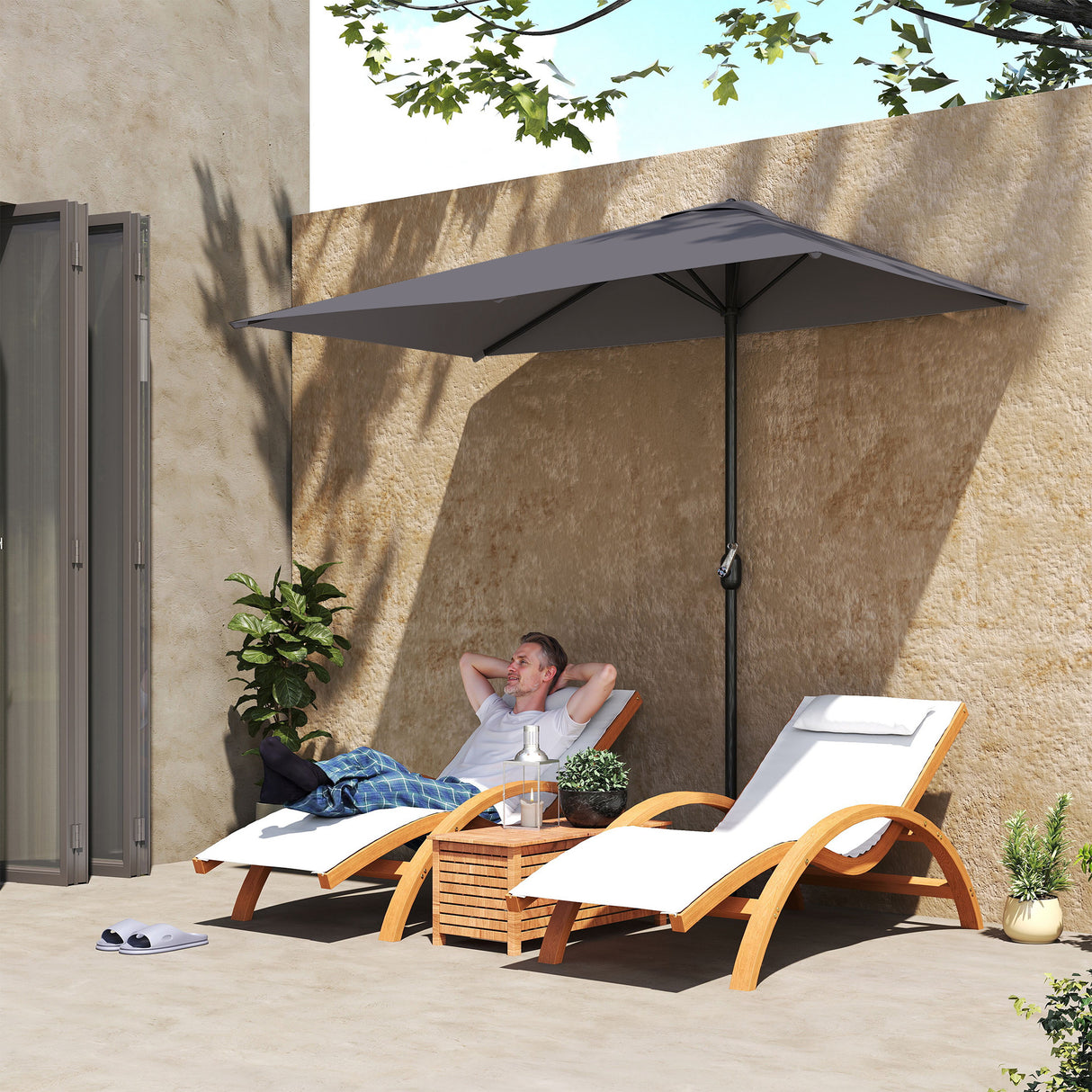 Polyester Half Parasol Umbrella 230cm Wide x 130cm Depth - Velmora