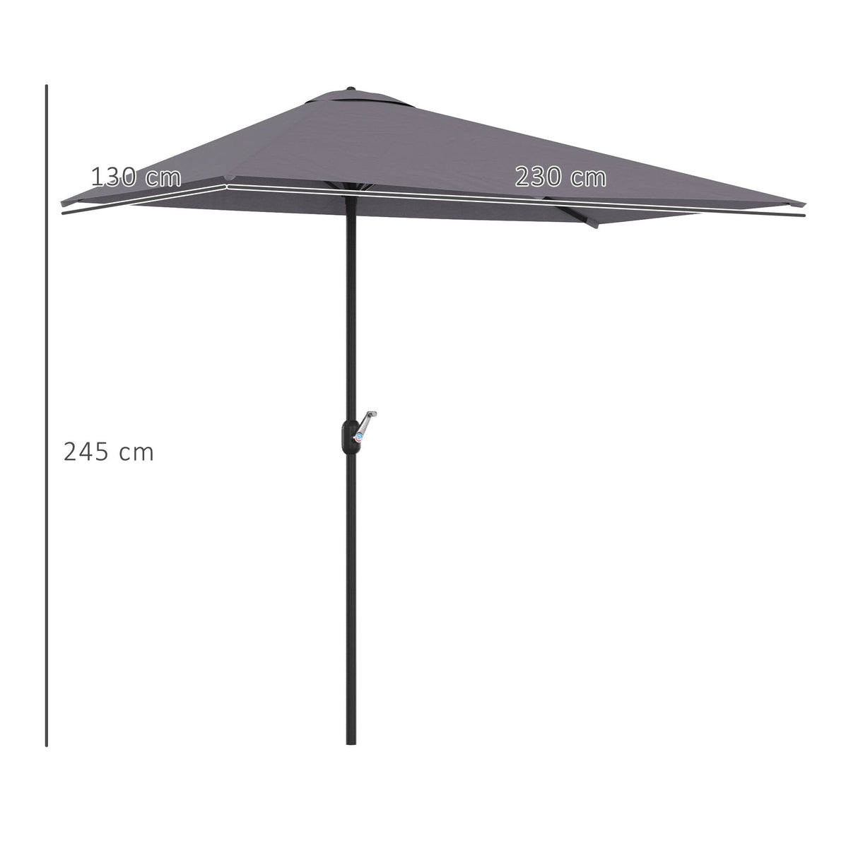 Polyester Half Parasol Umbrella 230cm Wide x 130cm Depth - Velmora