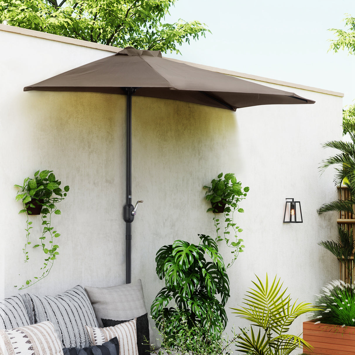 Polyester Half Parasol Umbrella 269cm Wide x 138cm Depth - Velmora