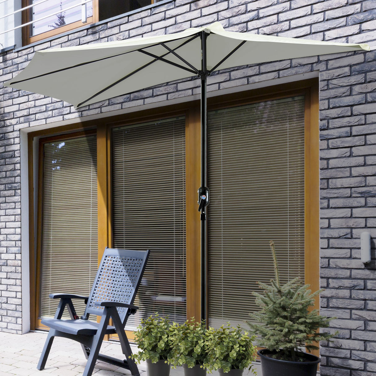 Polyester Half Parasol Umbrella 269cm Wide x 138cm Depth - Velmora