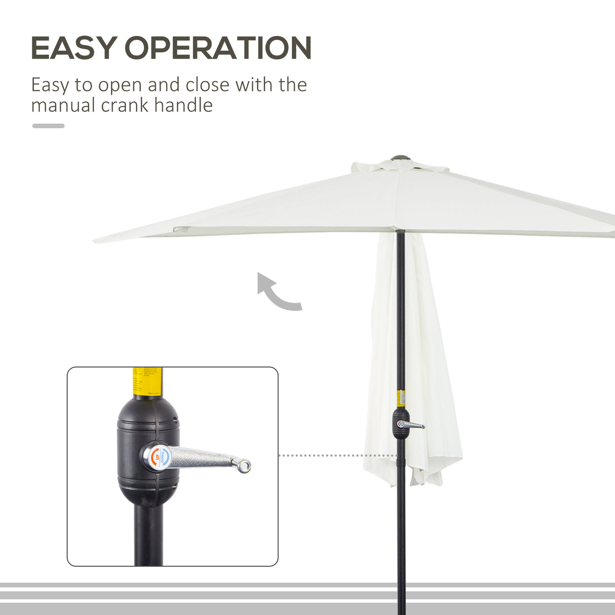 Polyester Half Parasol Umbrella 269cm Wide x 138cm Depth - Velmora