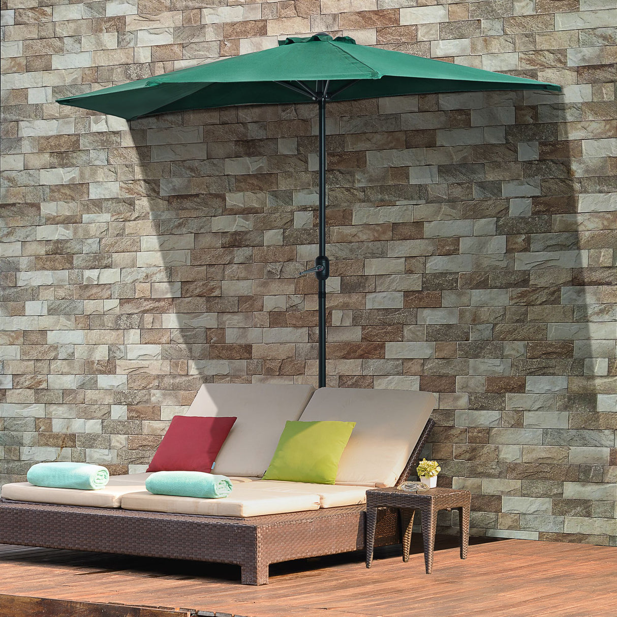 Polyester Half Parasol Umbrella 269cm Wide x 138cm Depth - Velmora