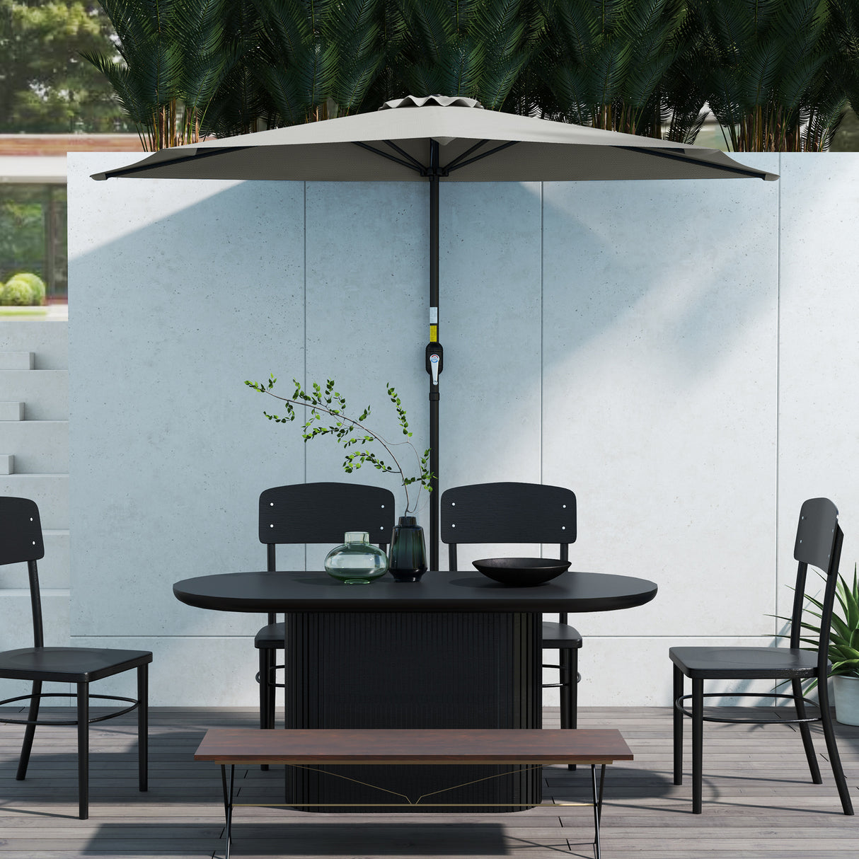 Polyester Half Parasol Umbrella 269cm Wide x 138cm Depth - Velmora