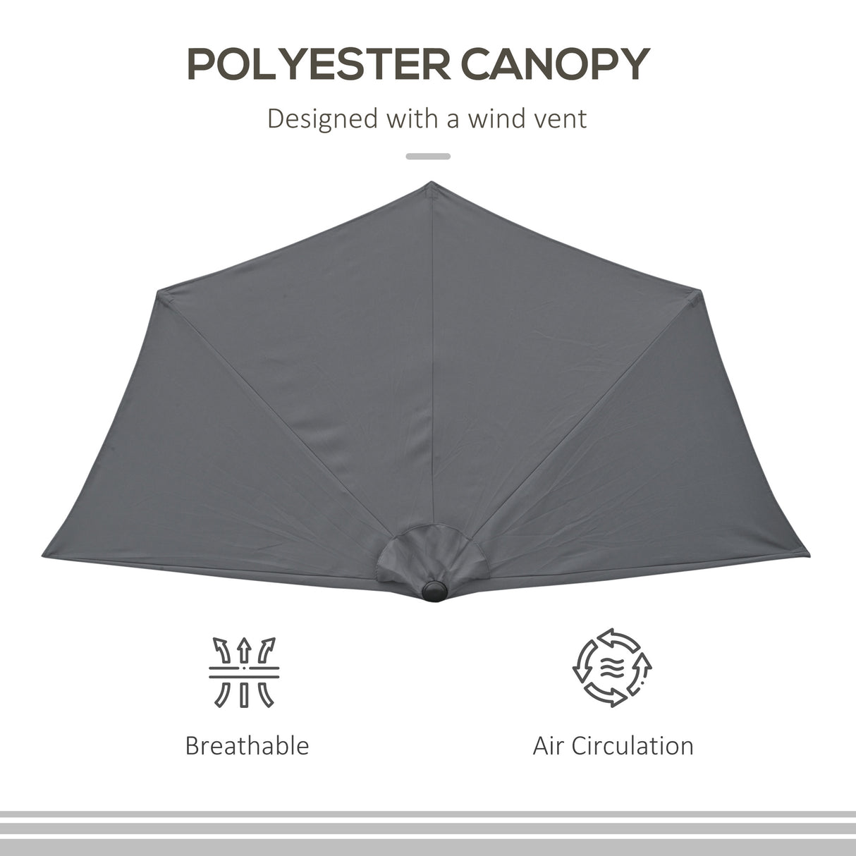Polyester Half Parasol Umbrella 293cm Wide x 150cm Depth - Velmora
