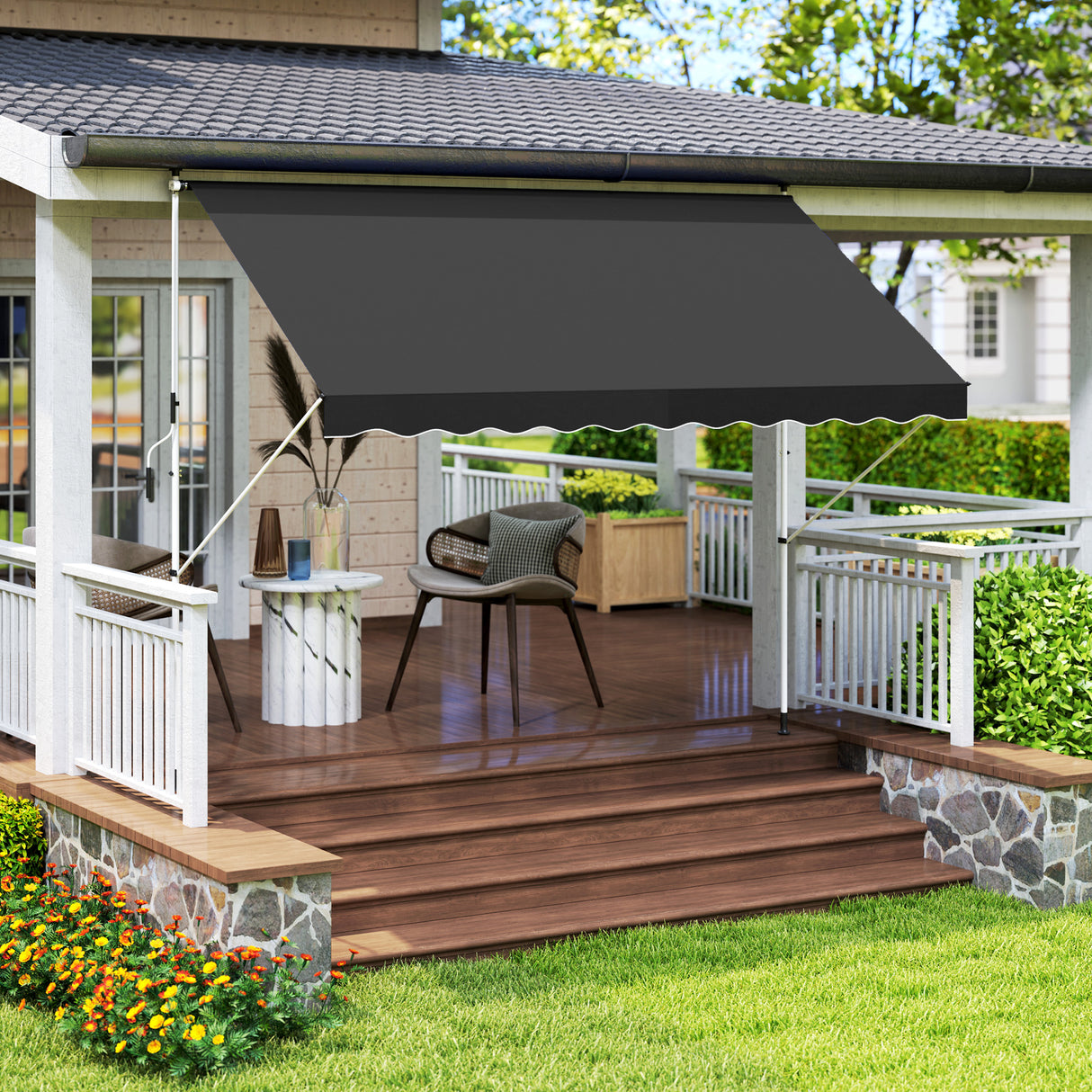 Polyester Manual Awning 300cm Wide x 175cm Depth - Velmora