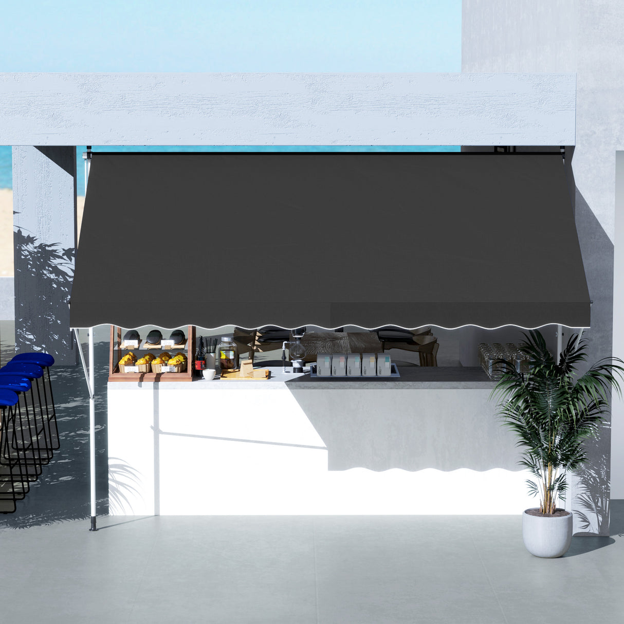 Polyester Manual Awning 300cm Wide x 175cm Depth - Velmora