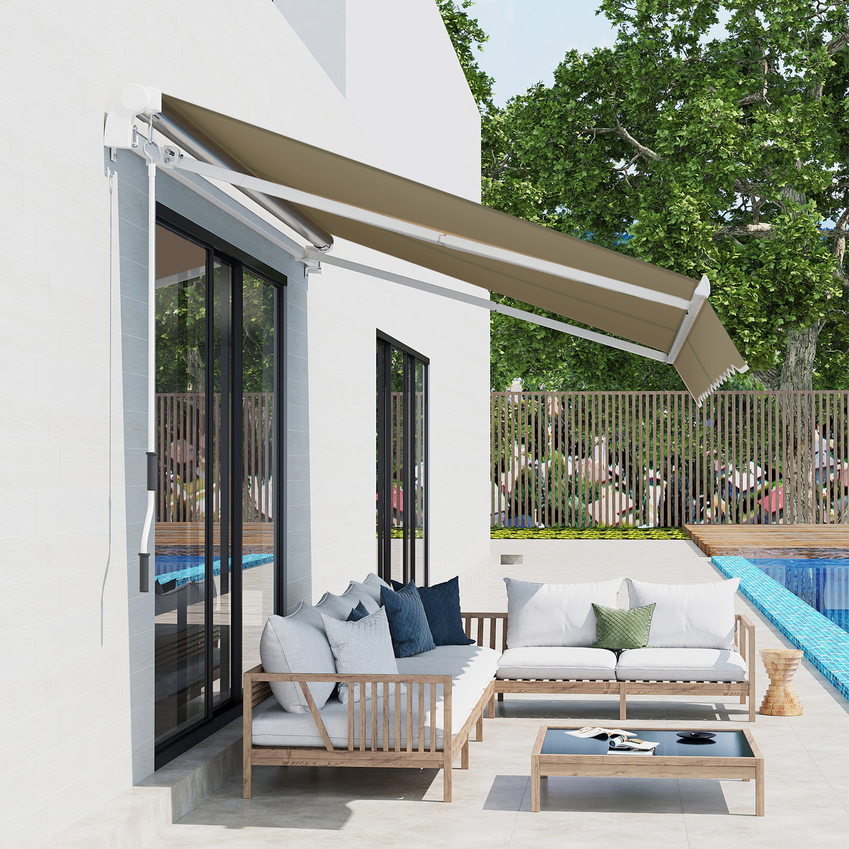 Polyester Manual Retractable Awning 250cm Wide x 200cm Depth - Velmora