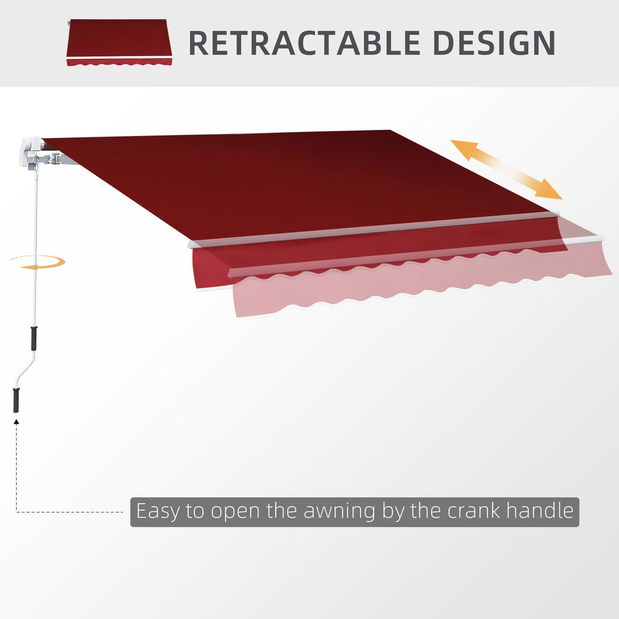 Polyester Manual Retractable Awning 250cm Wide x 200cm Depth - Velmora