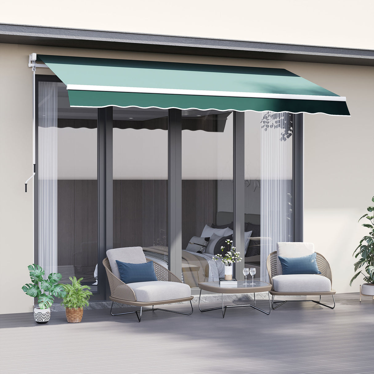 Polyester Manual Retractable Awning 250cm Wide x 237cm Depth - Velmora