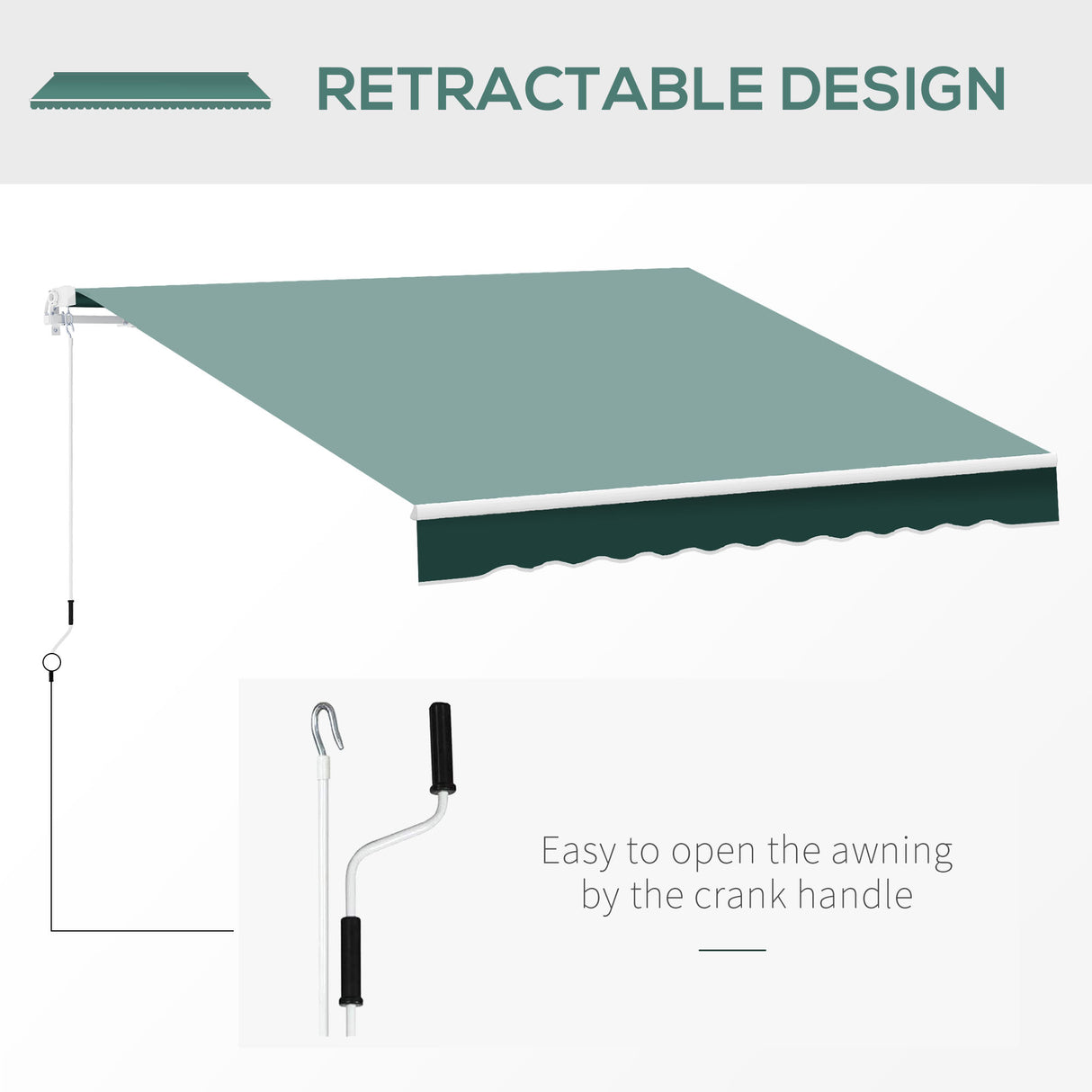 Polyester Manual Retractable Awning 250cm Wide x 237cm Depth - Velmora