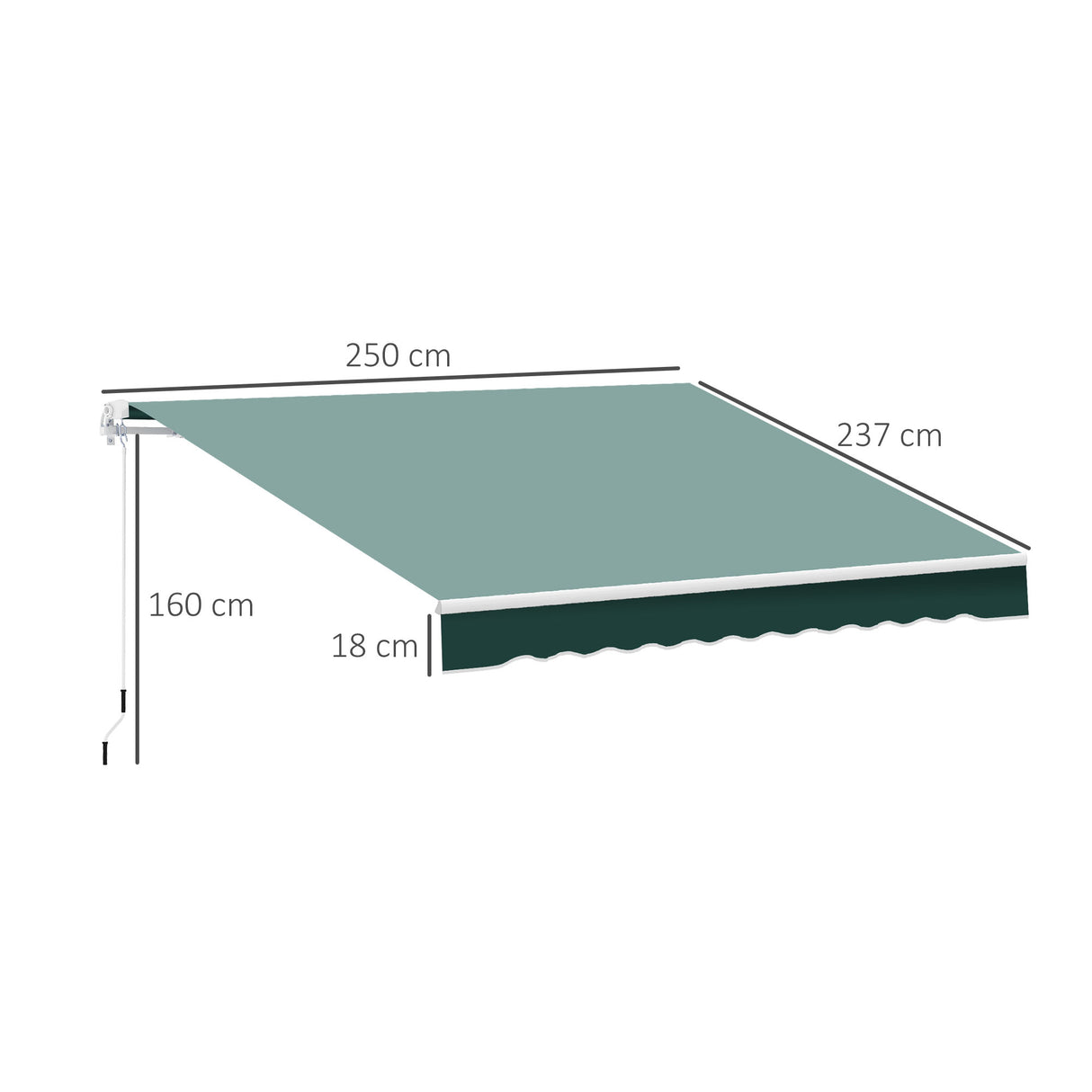 Polyester Manual Retractable Awning 250cm Wide x 237cm Depth - Velmora