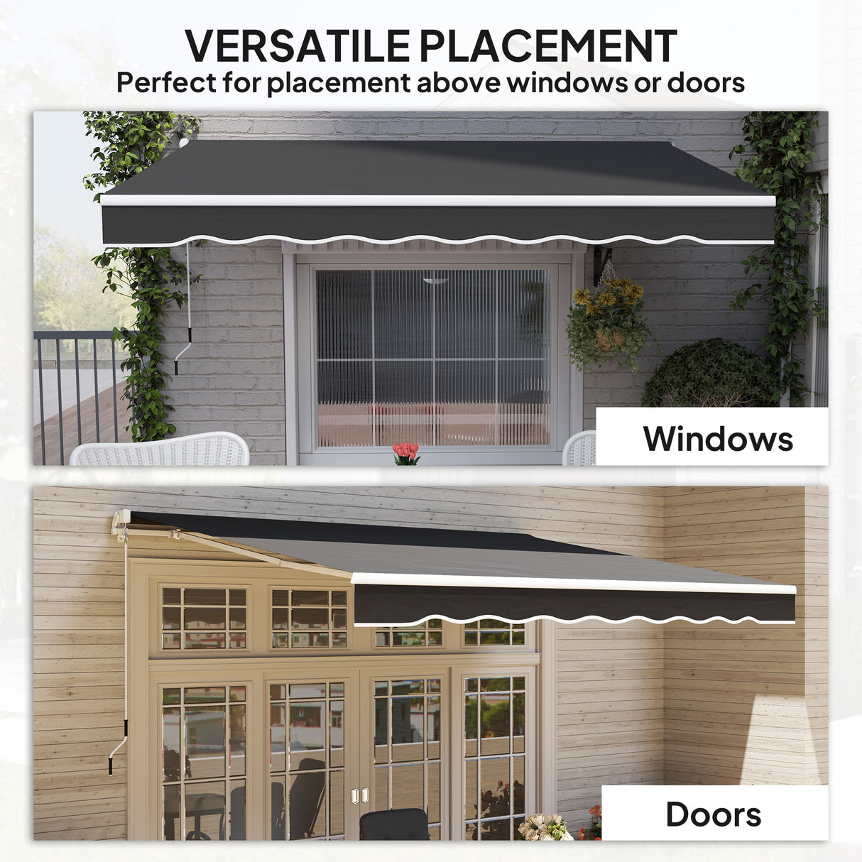 Polyester Manual Retractable Awning 250cm Wide x 237cm Depth - Velmora
