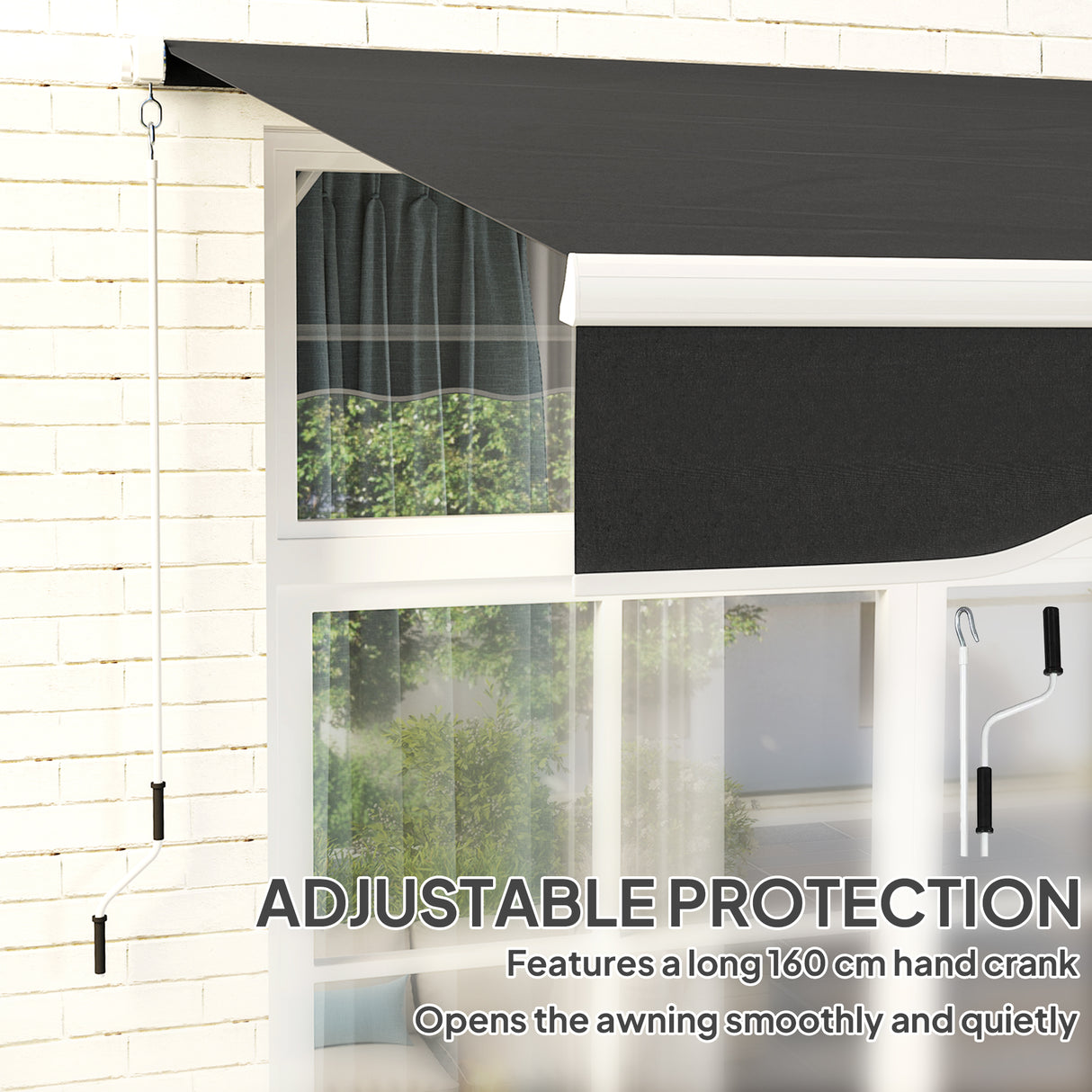 Polyester Manual Retractable Awning 250cm Wide x 237cm Depth - Velmora