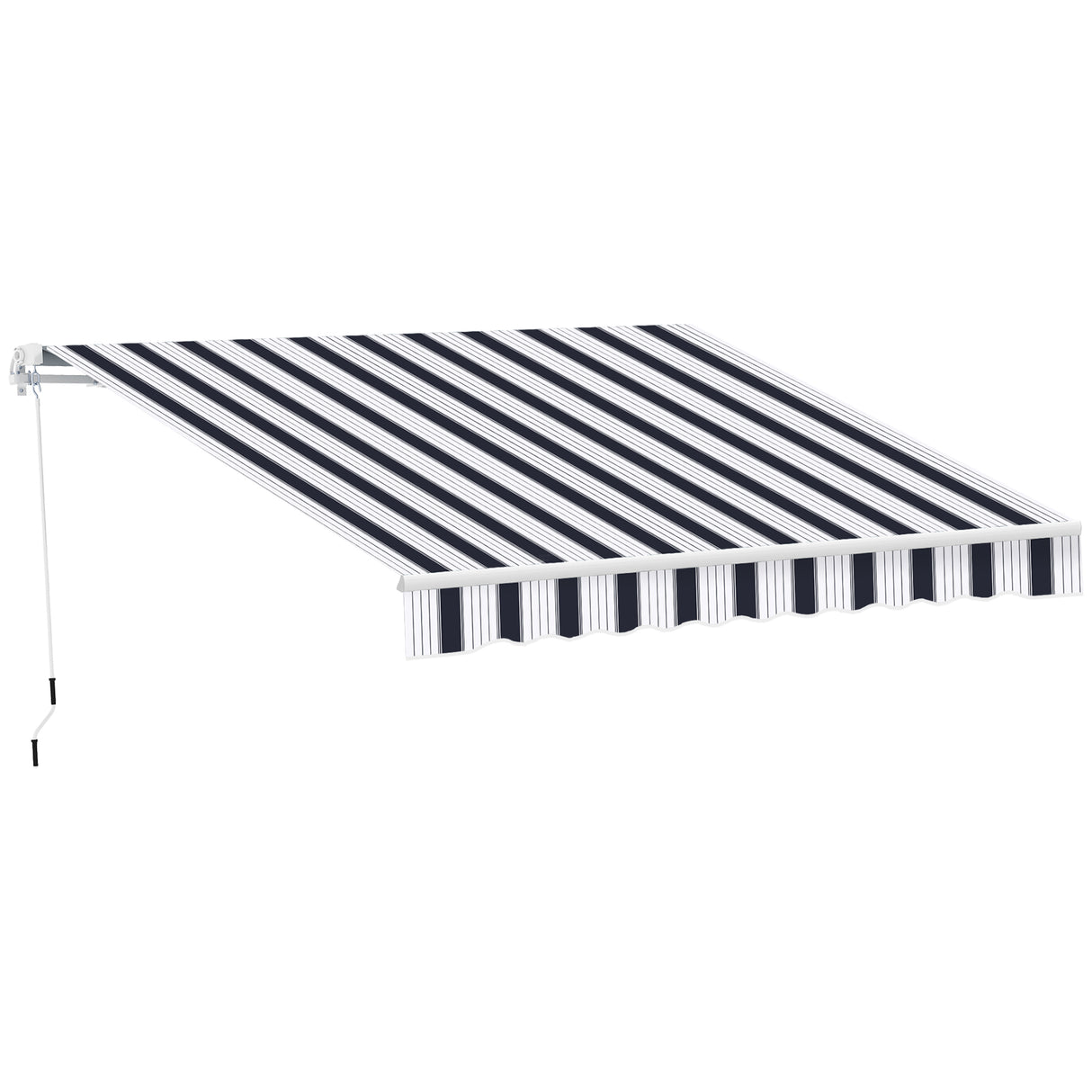 Polyester Manual Retractable Awning 250cm Wide x 237cm Depth With White Stripes - Velmora