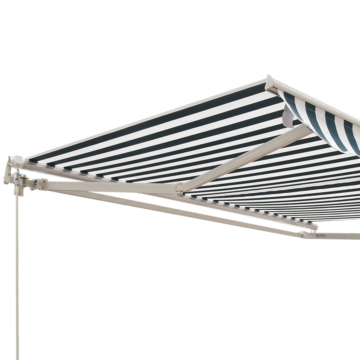 Polyester Manual Retractable Awning 250cm Wide x 237cm Depth With White Stripes - Velmora
