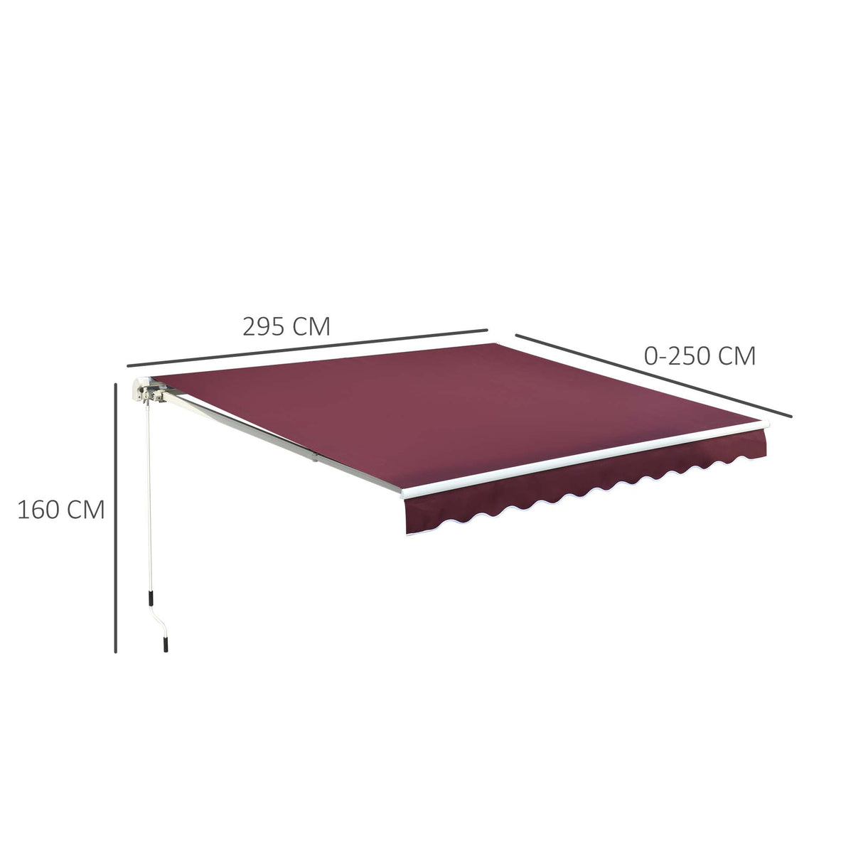 Polyester Manual Retractable Awning 295cm Wide x 250cm Depth - Velmora