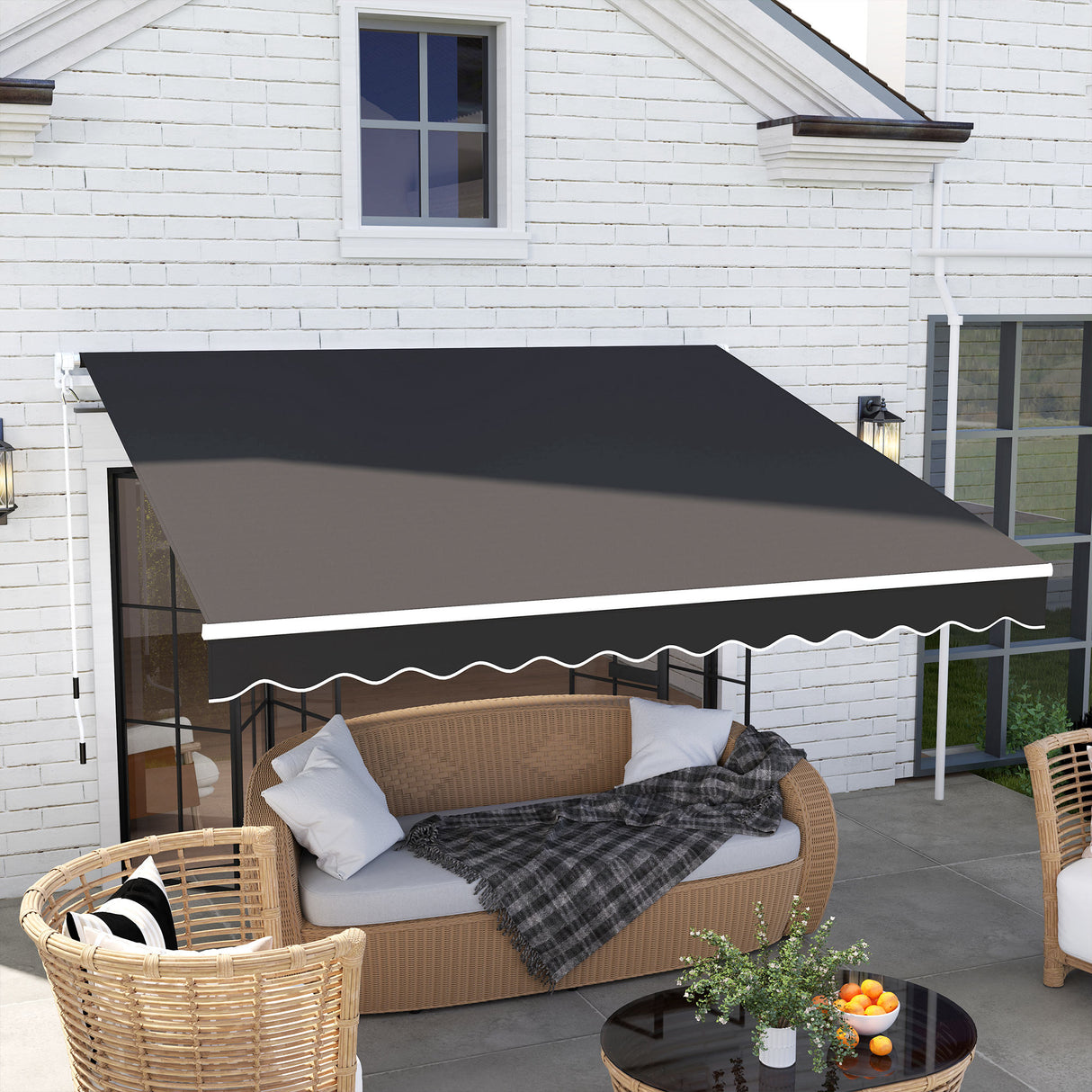 Polyester Manual Retractable Awning 295cm Wide x 250cm Depth - Velmora