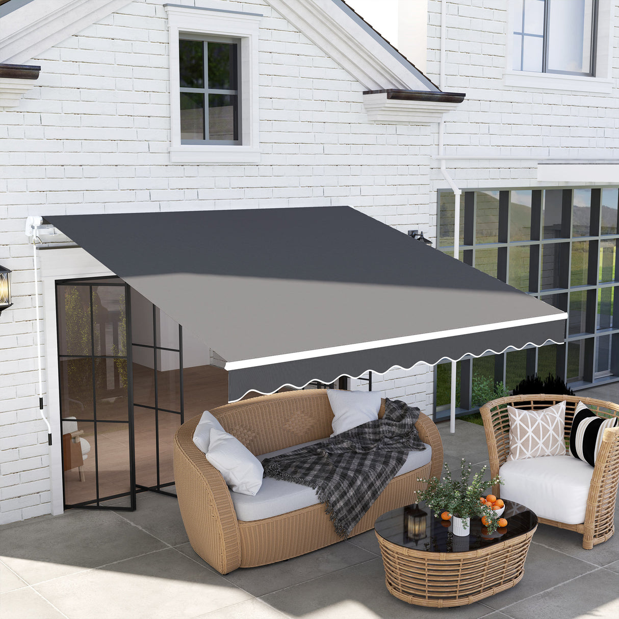 Polyester Manual Retractable Awning 295cm Wide x 250cm Depth - Velmora