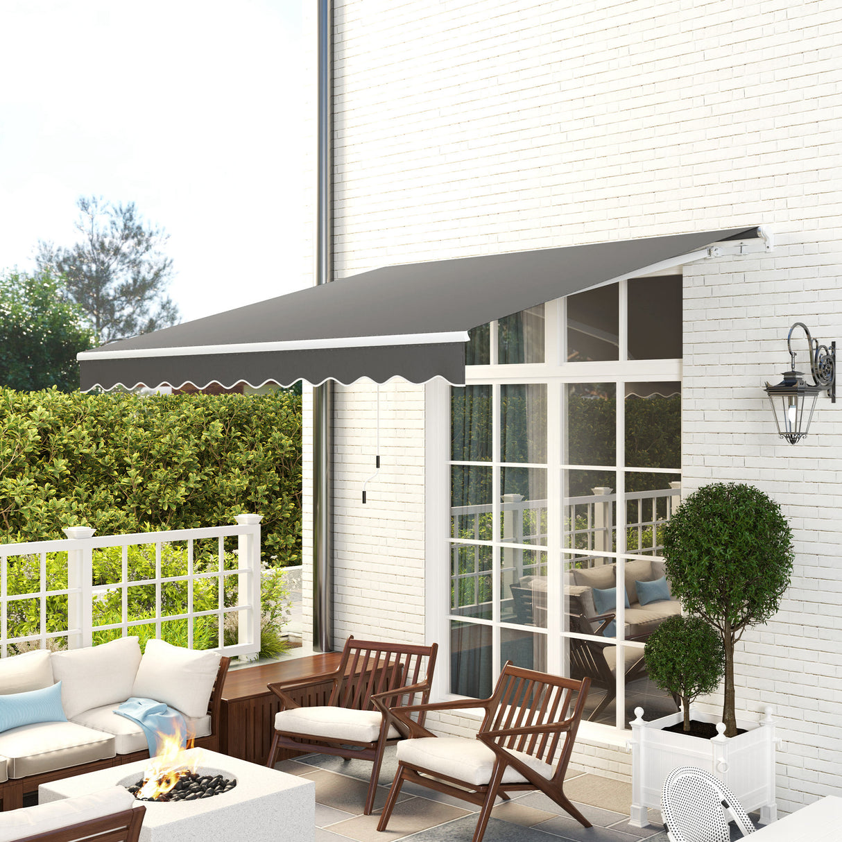 Polyester Manual Retractable Awning 295cm Wide x 250cm Depth - Velmora