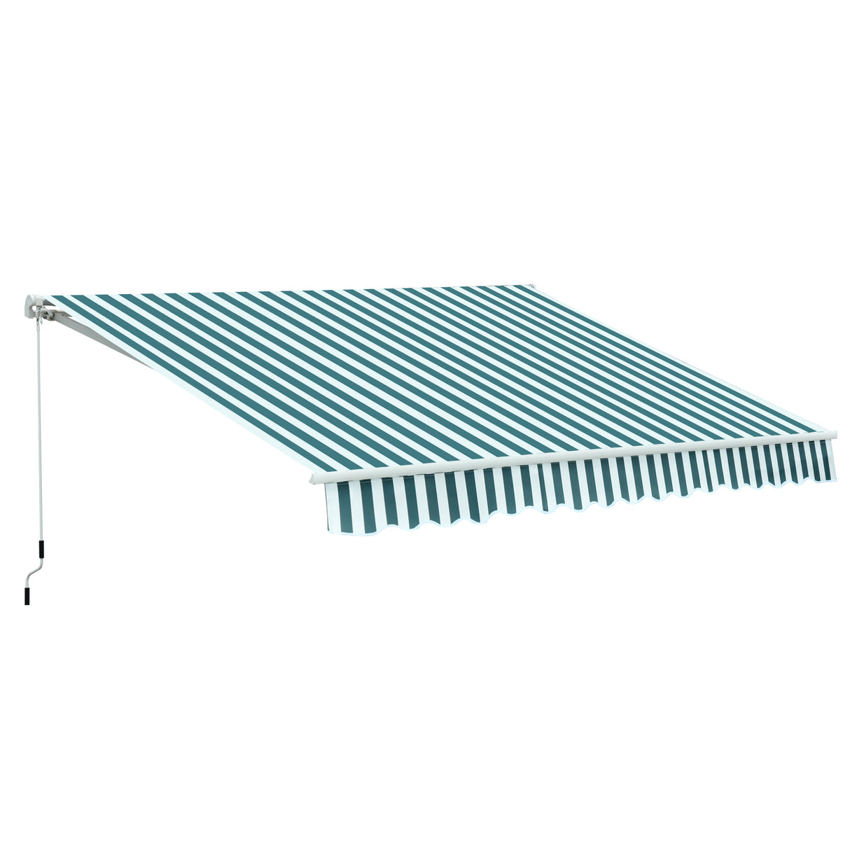 Polyester Manual Retractable Awning 295cm Wide x 250cm Depth With White Stripes - Velmora