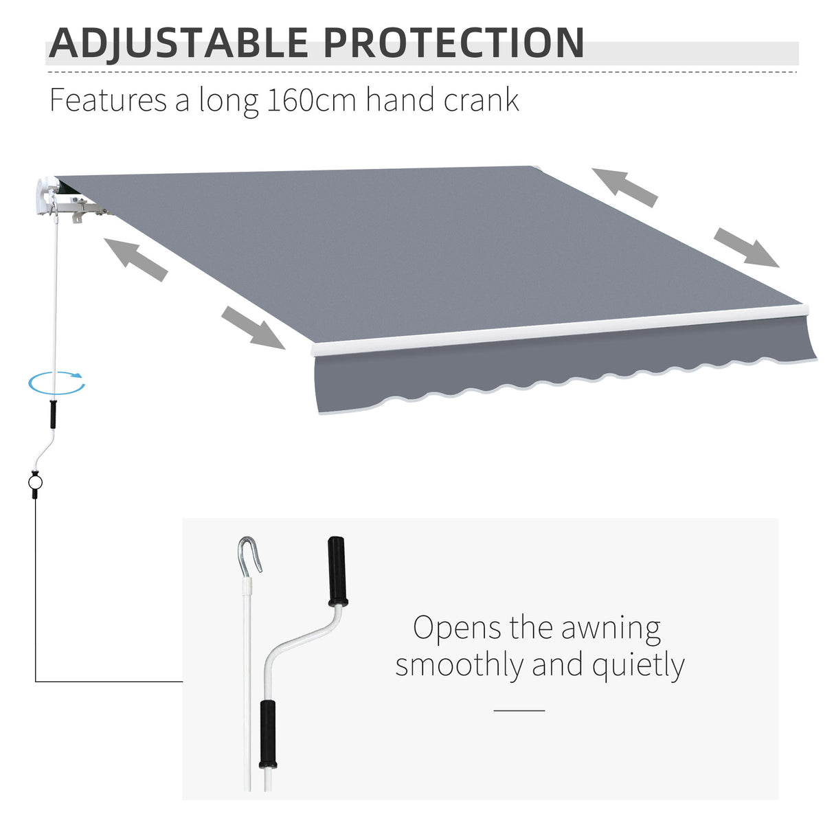 Polyester Manual Retractable Awning 395cm Wide x 300cm Depth - Velmora