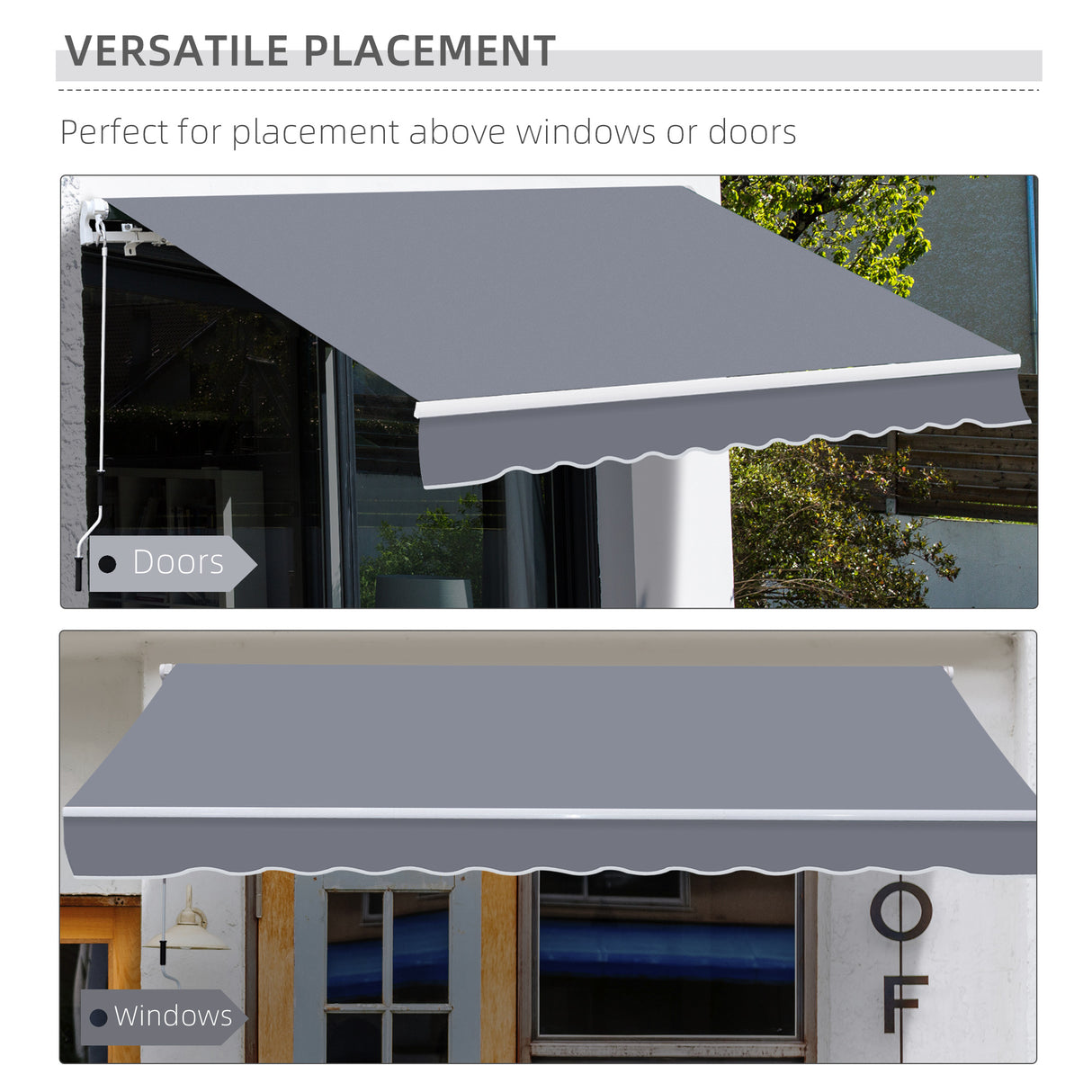 Polyester Manual Retractable Awning 395cm Wide x 300cm Depth - Velmora