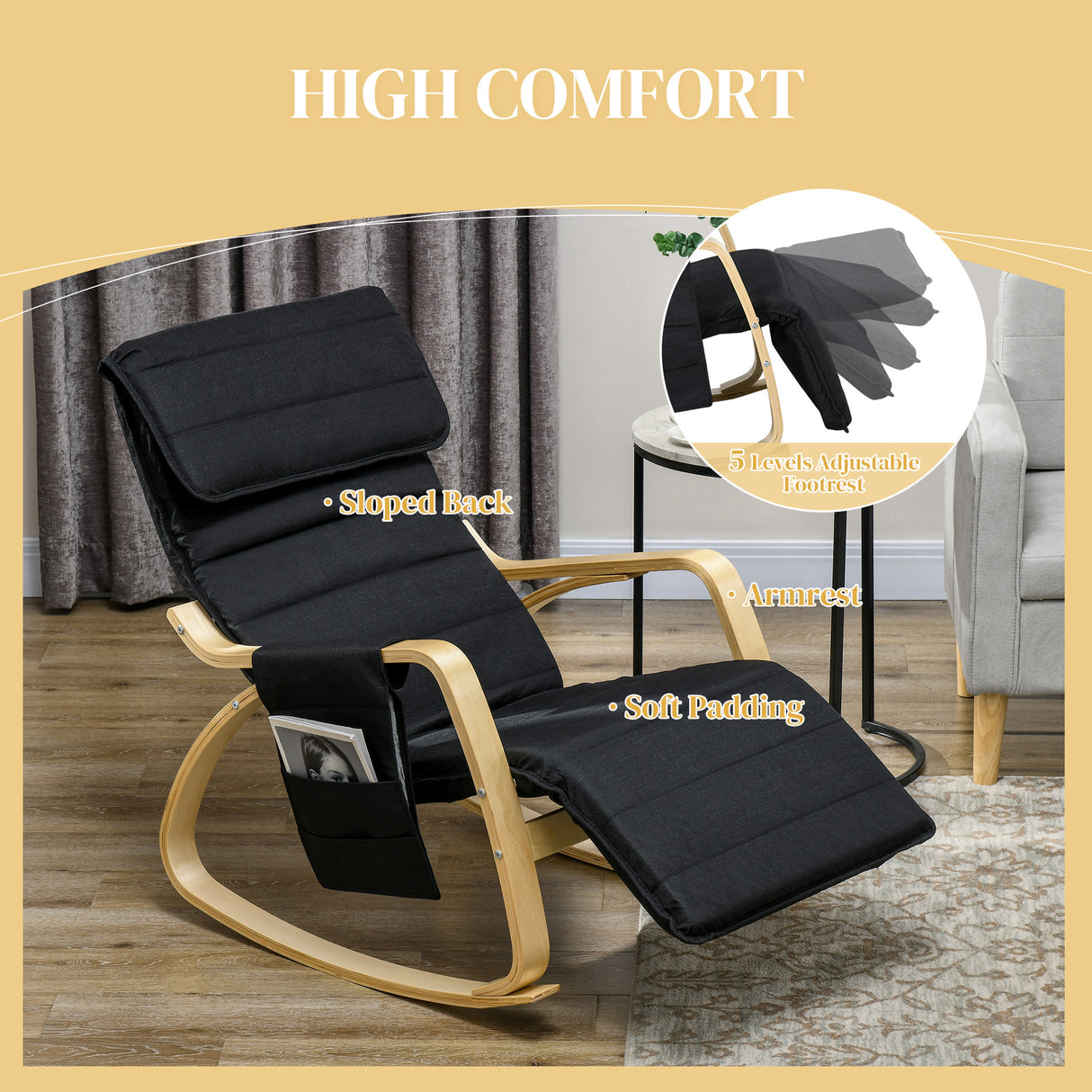Polyester Recliner Chair 67cm Wide With Footrest - Velmora