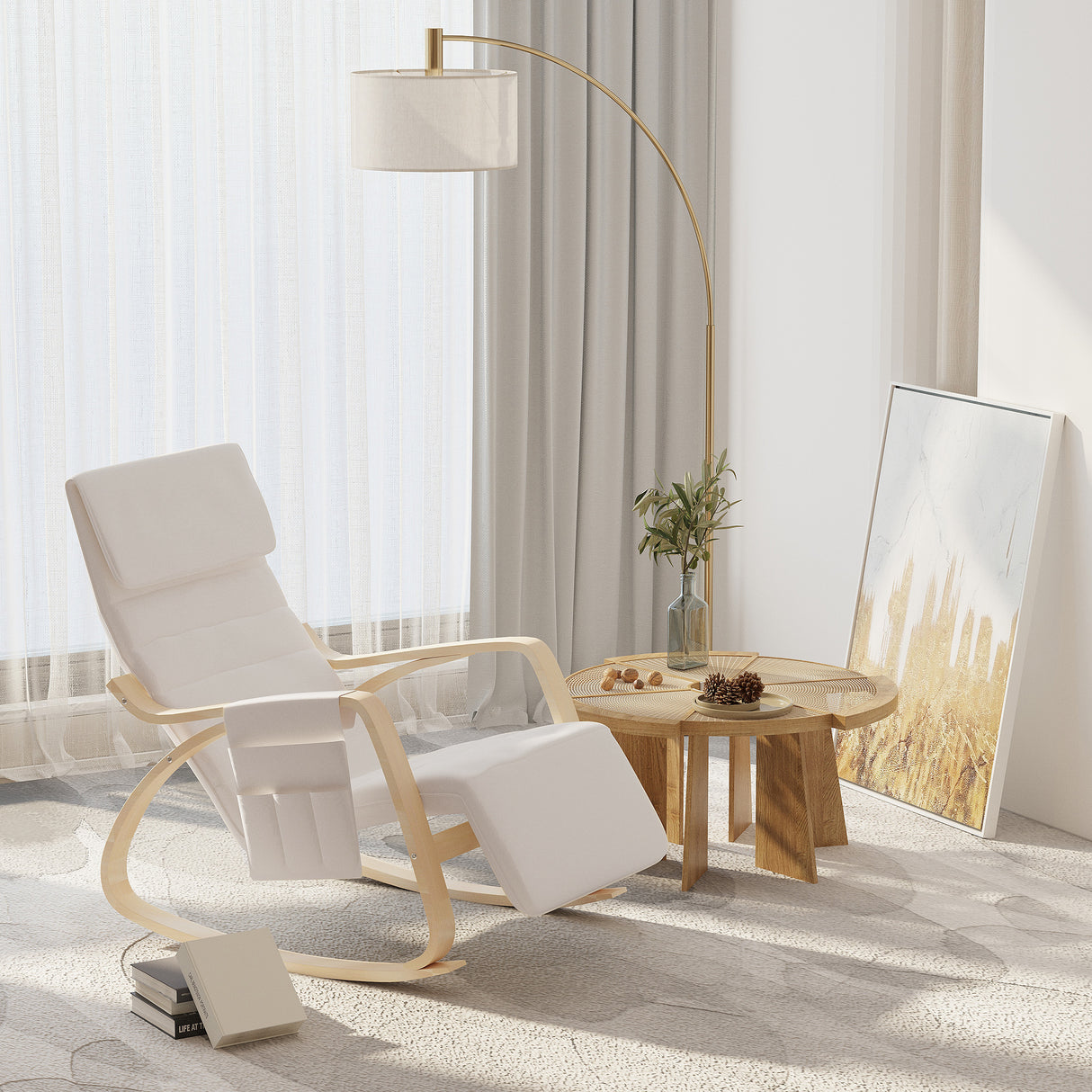 Polyester Recliner Chair 67cm Wide With Footrest - Velmora