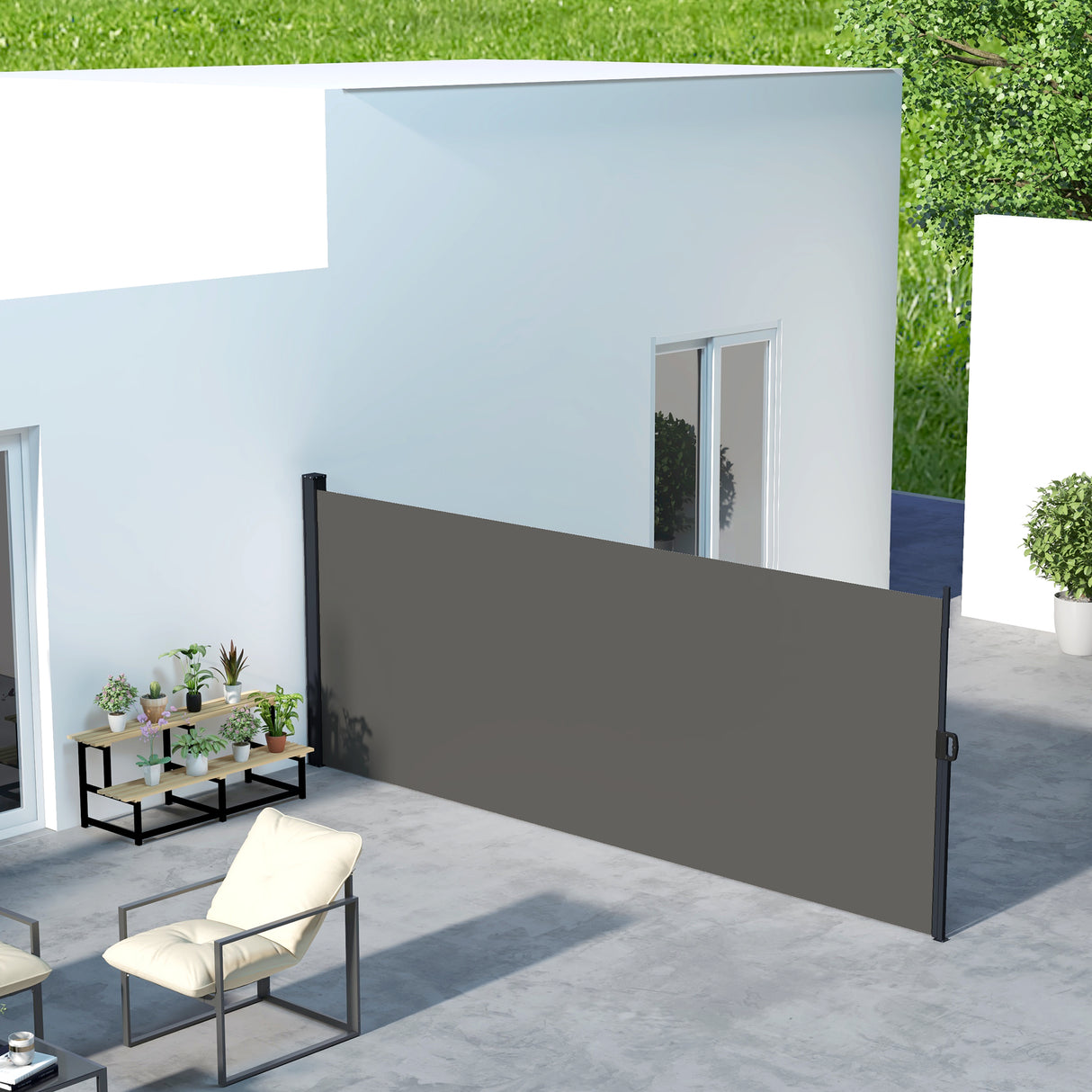 Polyester Retractable Side Awning 160cm High x 400cm Wide - Velmora