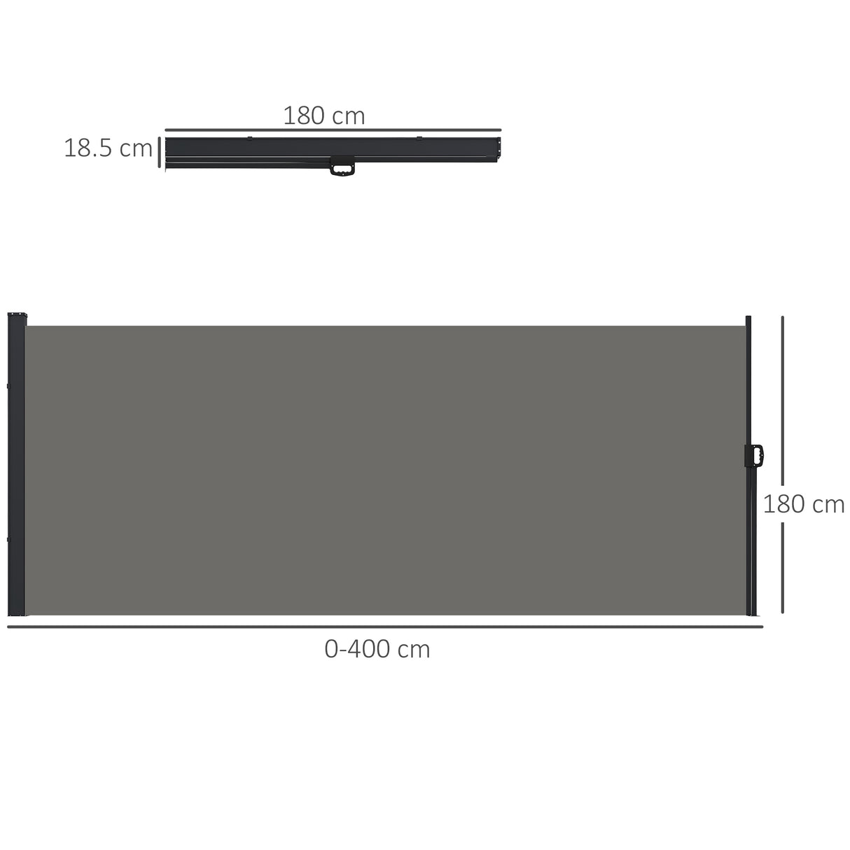 Polyester Retractable Side Awning 180cm High x 400cm Wide - Velmora