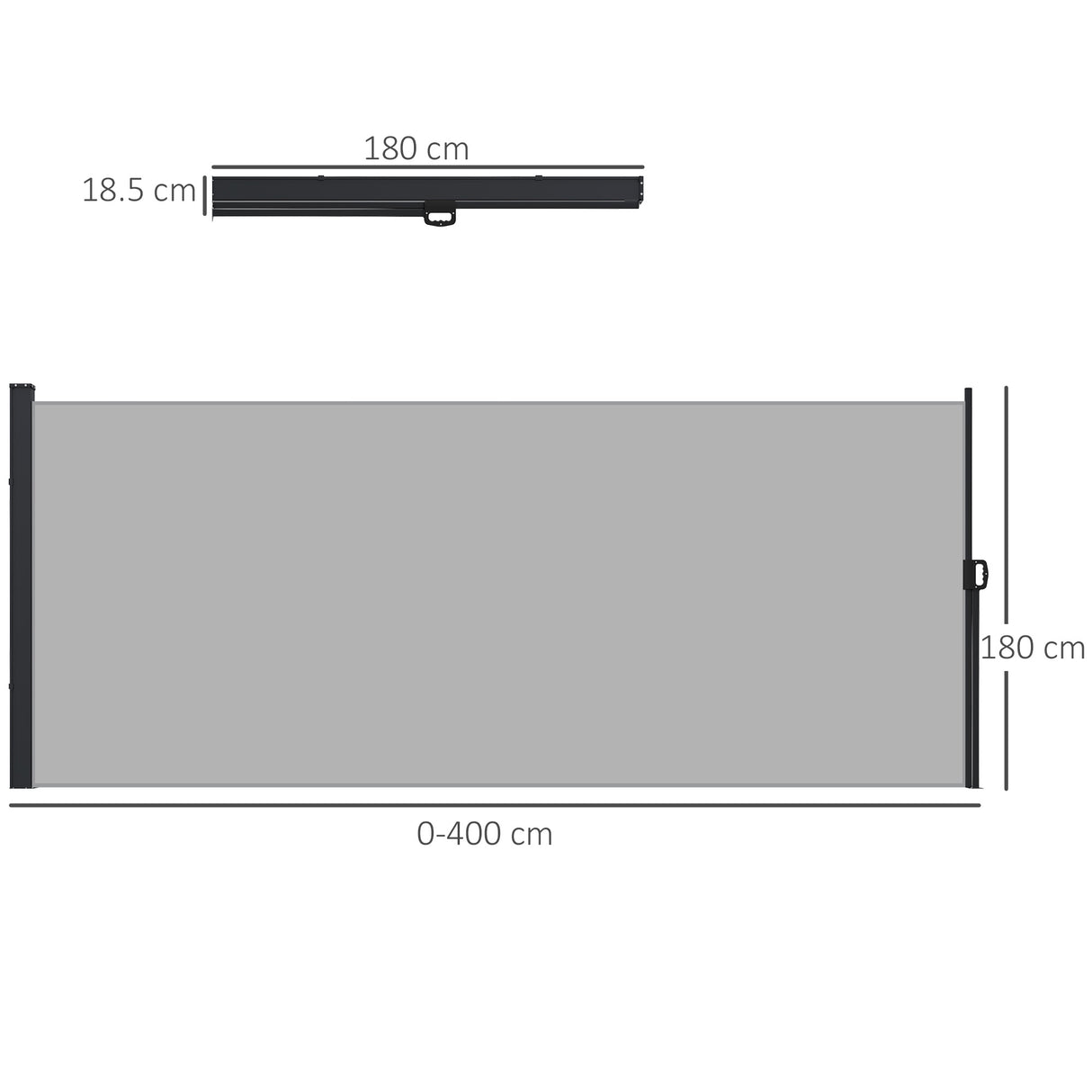 Polyester Retractable Side Awning 180cm High x 400cm Wide - Velmora