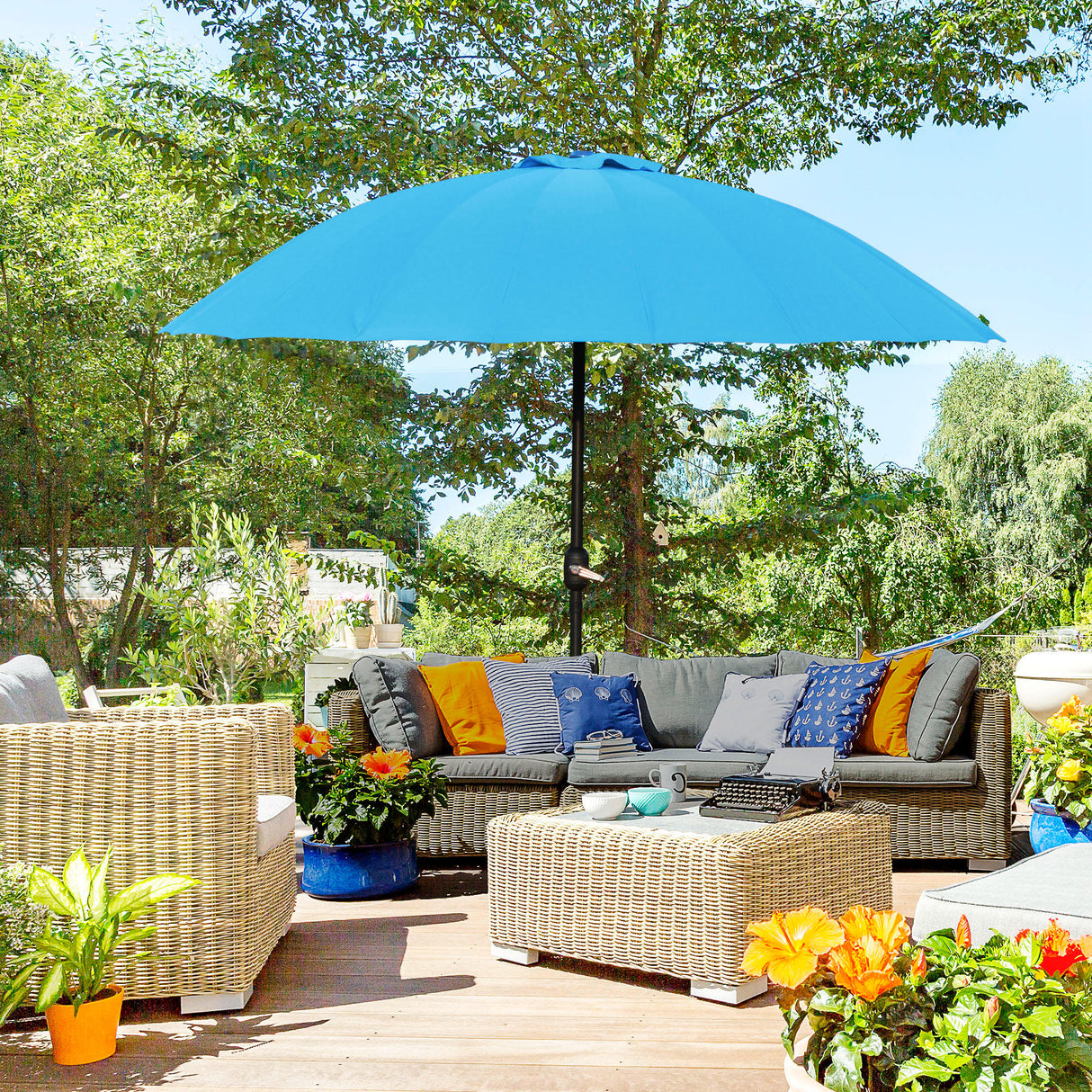 Polyester Shanghai Tilting Parasol Umbrella 250cm Diameter - Velmora