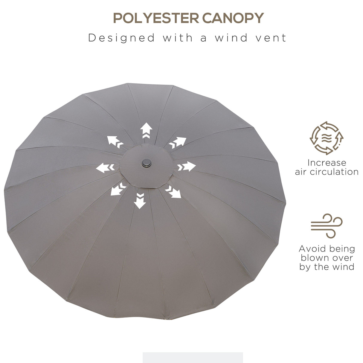 Polyester Shanghai Tilting Parasol Umbrella 250cm Diameter - Velmora