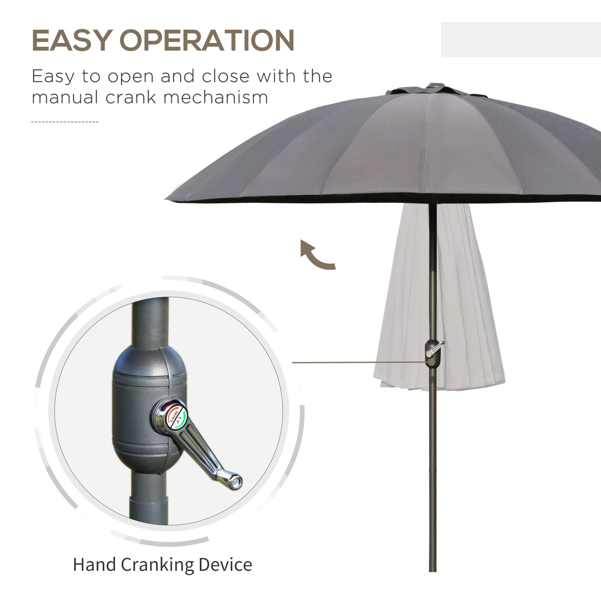Polyester Shanghai Tilting Parasol Umbrella 250cm Diameter - Velmora